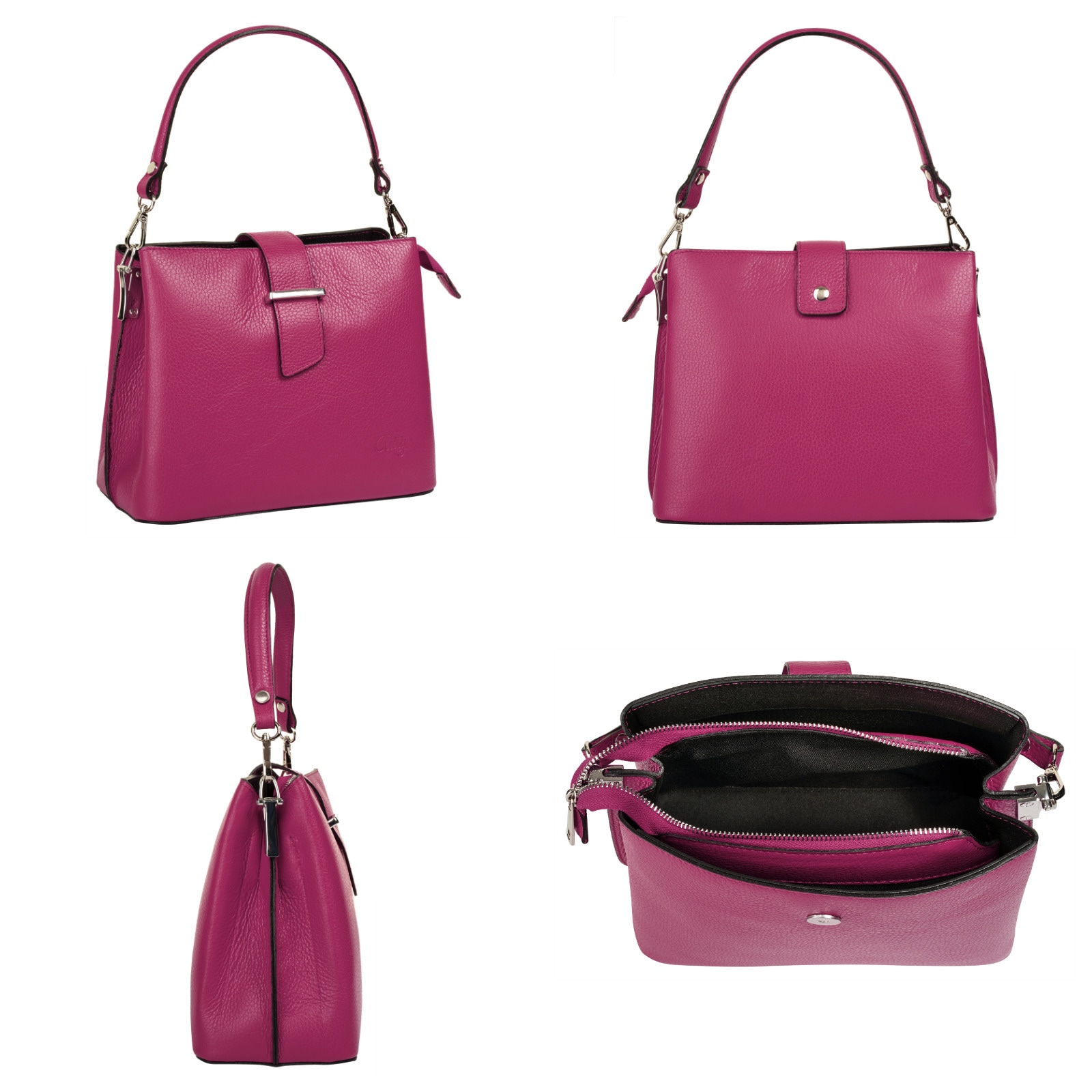 Cluty Henkeltasche, echt Leder, Made in Italy