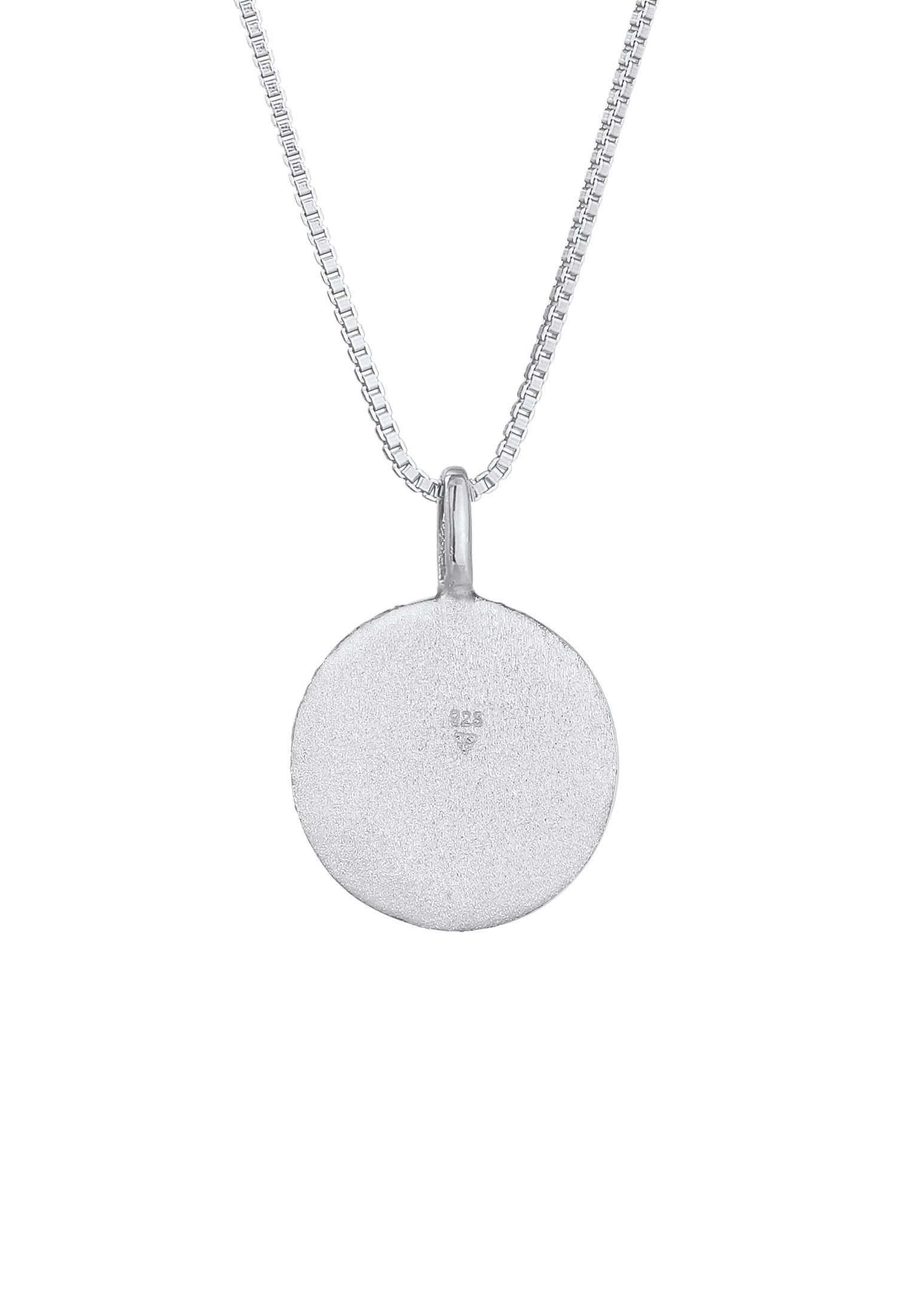 Kuzzoi Kette mit Anhänger »Halskette Herren Basic Coin Plättchen gehämmert 925 Silber«