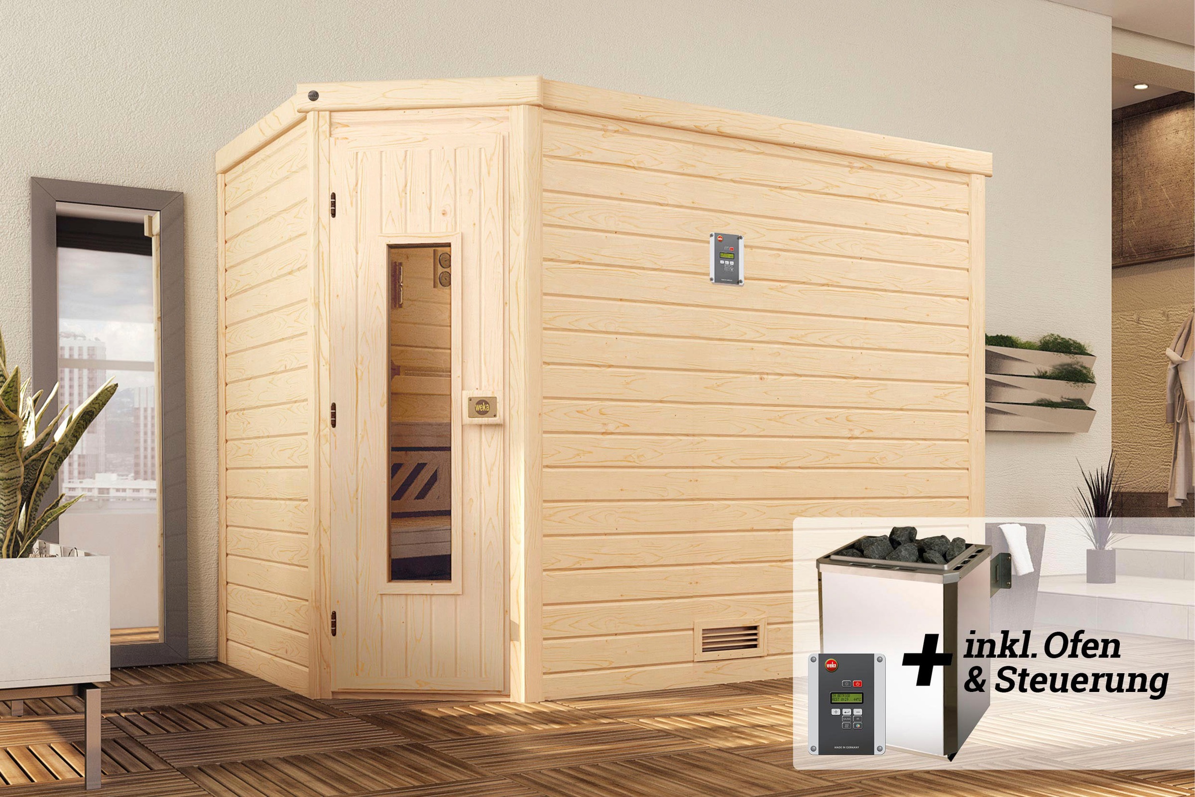 weka Sauna »Turku« Set,  7,5 kW-Ofen mit digitaler Steuerung