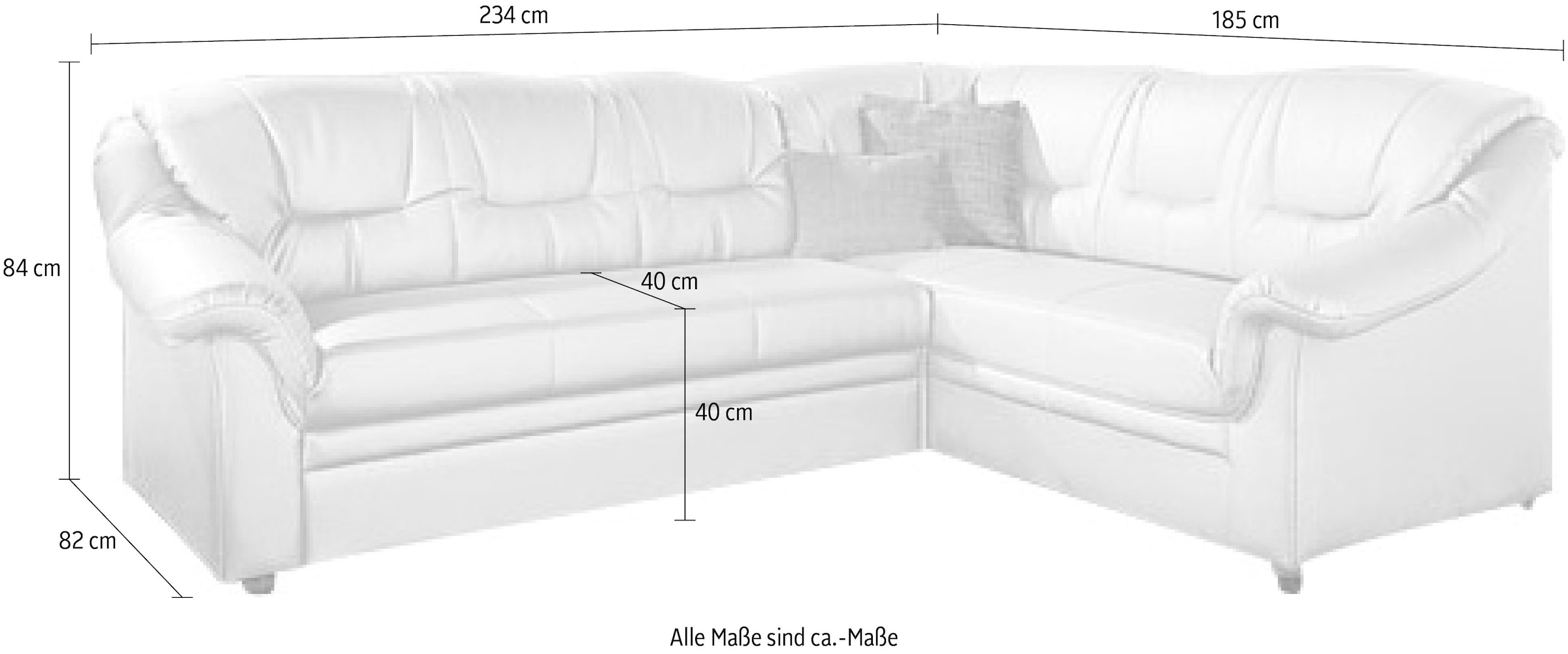 DOMO collection Ecksofa »Montana, zeitlose Rückensteppung, bequeme Armlehnen, L-Form«, wahlweise mit Bettfunktion