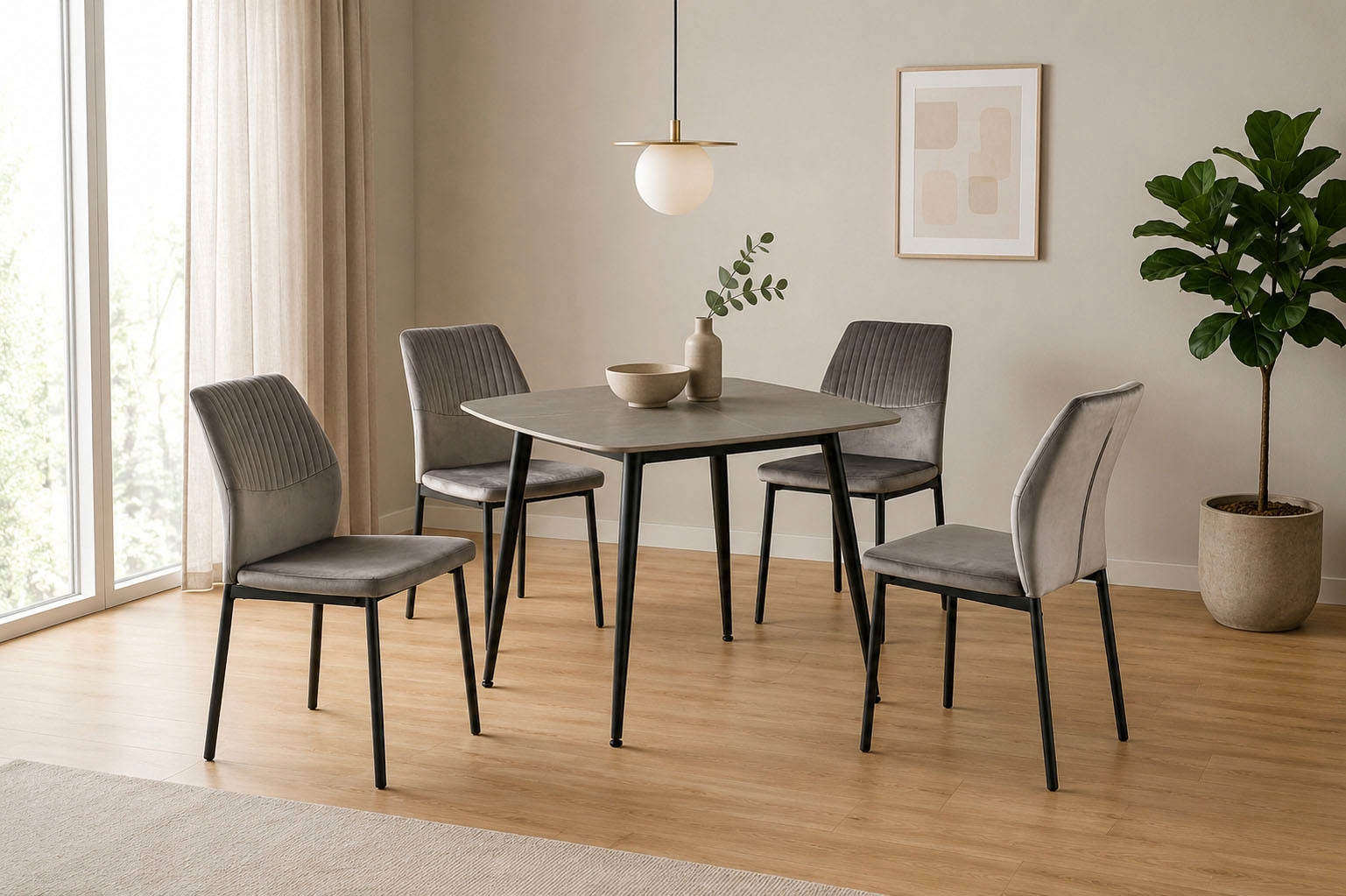 OTTO home Esstisch »Nora« 1 Stk. tlg. organisch-quadratischer Tisch 90x90cm in Sinterstein-Keramikoptik