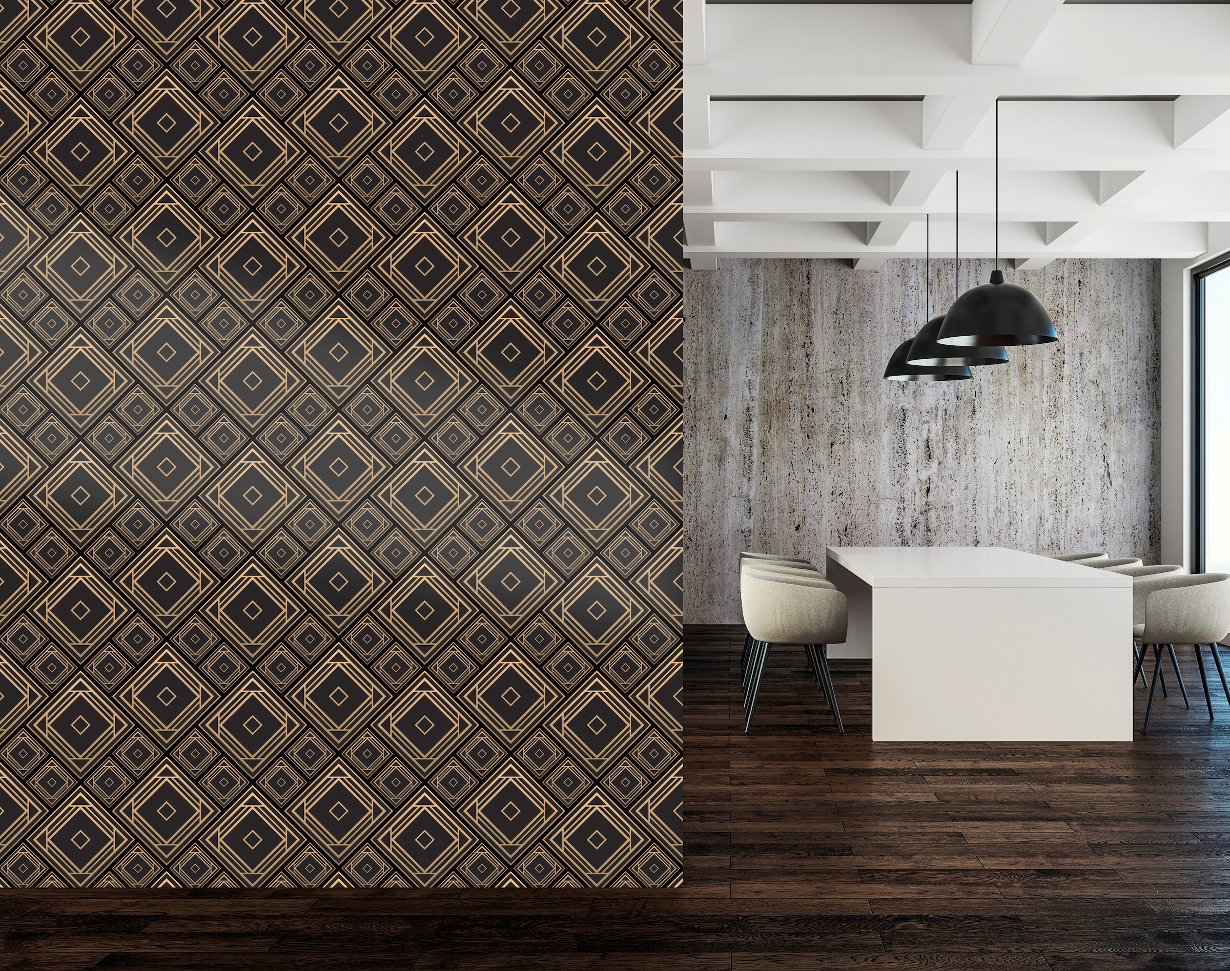 queence Vinyltapete »Leonora« Farbverlauf | abstrakt | bedruckt | gemustert glatt 90x250cm, selbstklebend, kinderleichte Anbringung, , Sticker