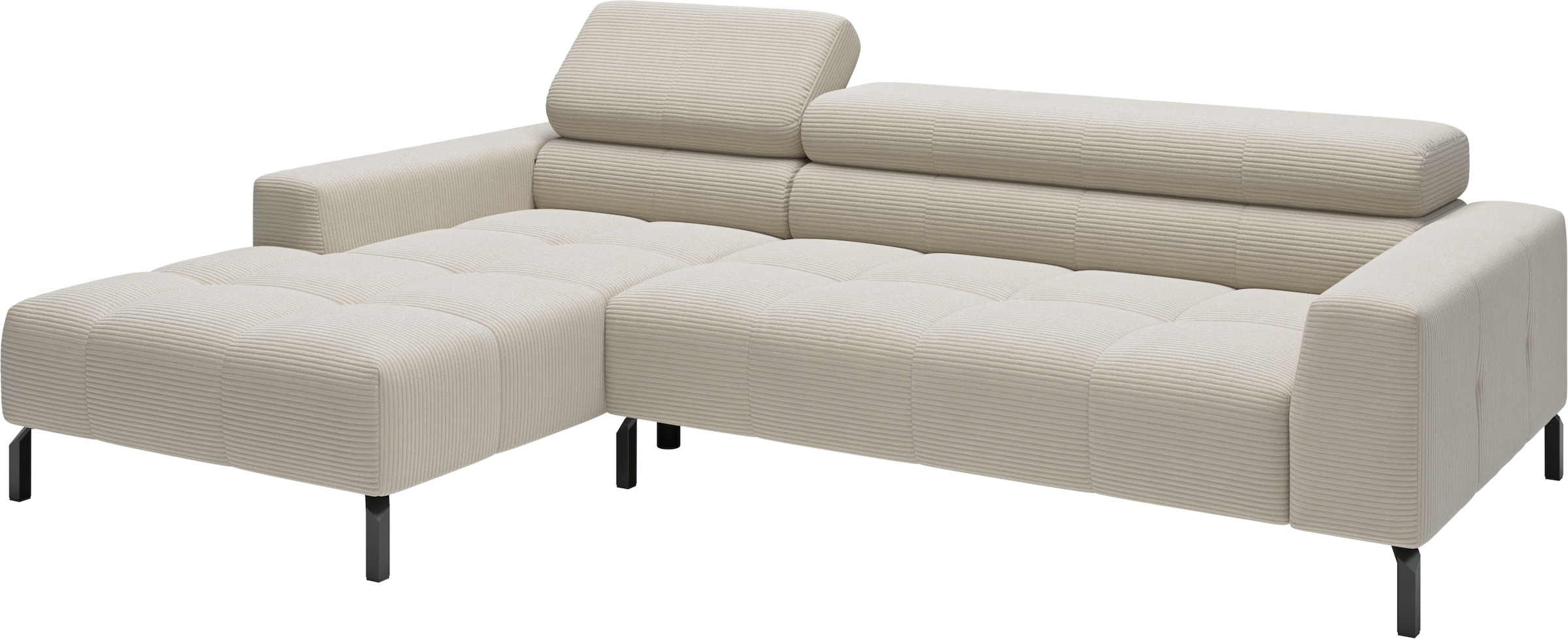Home affaire Ecksofa »Claya, 258 cm breit, L-Form, Kopfteilverstellung« Moderne Steppung, weicher Polsteraufbau & saugroboterfreundliche Höhe