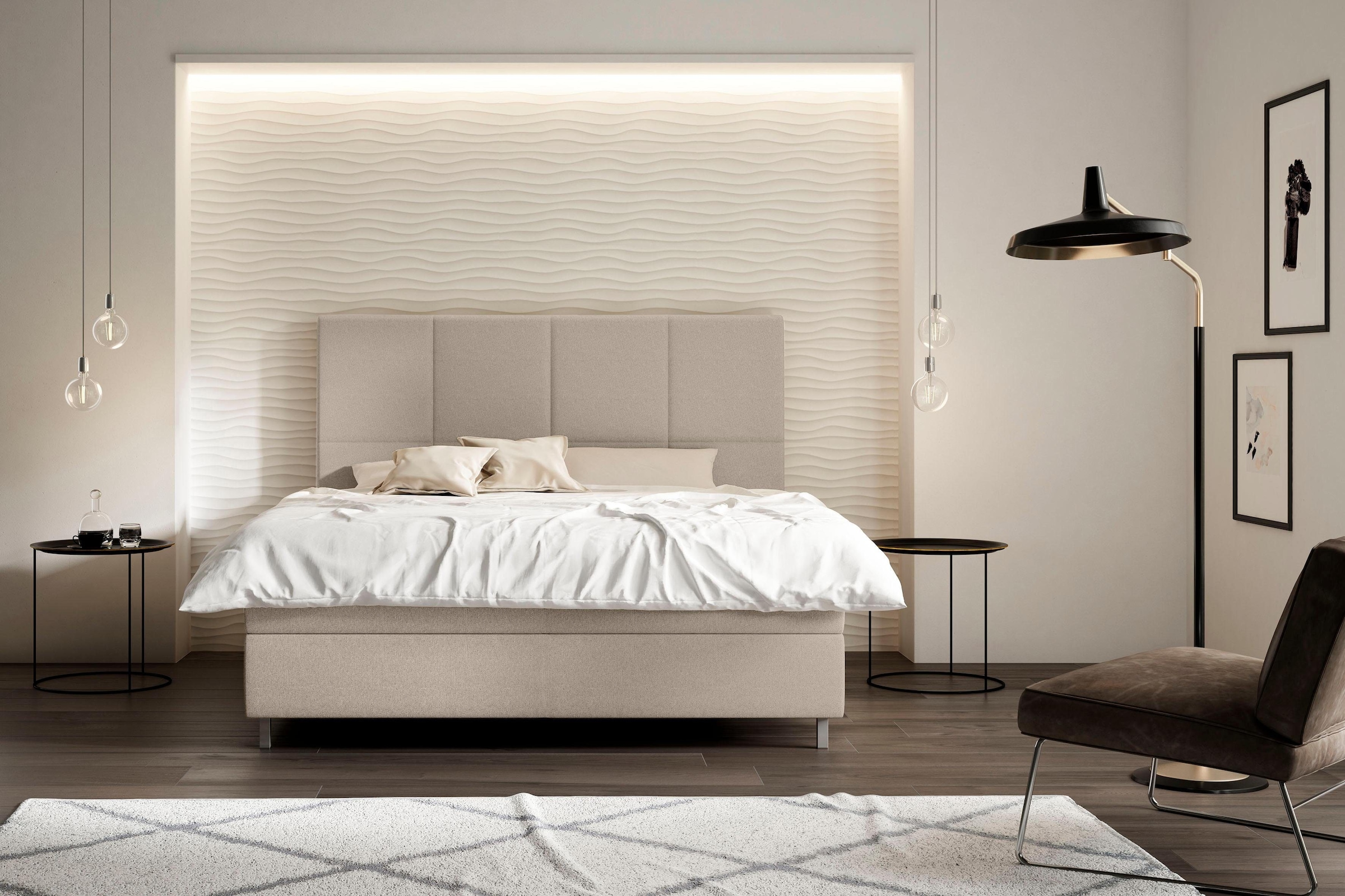 Boxspringbett »Saga«, GELTEX® Next Topper, Metallfuß in Chrom