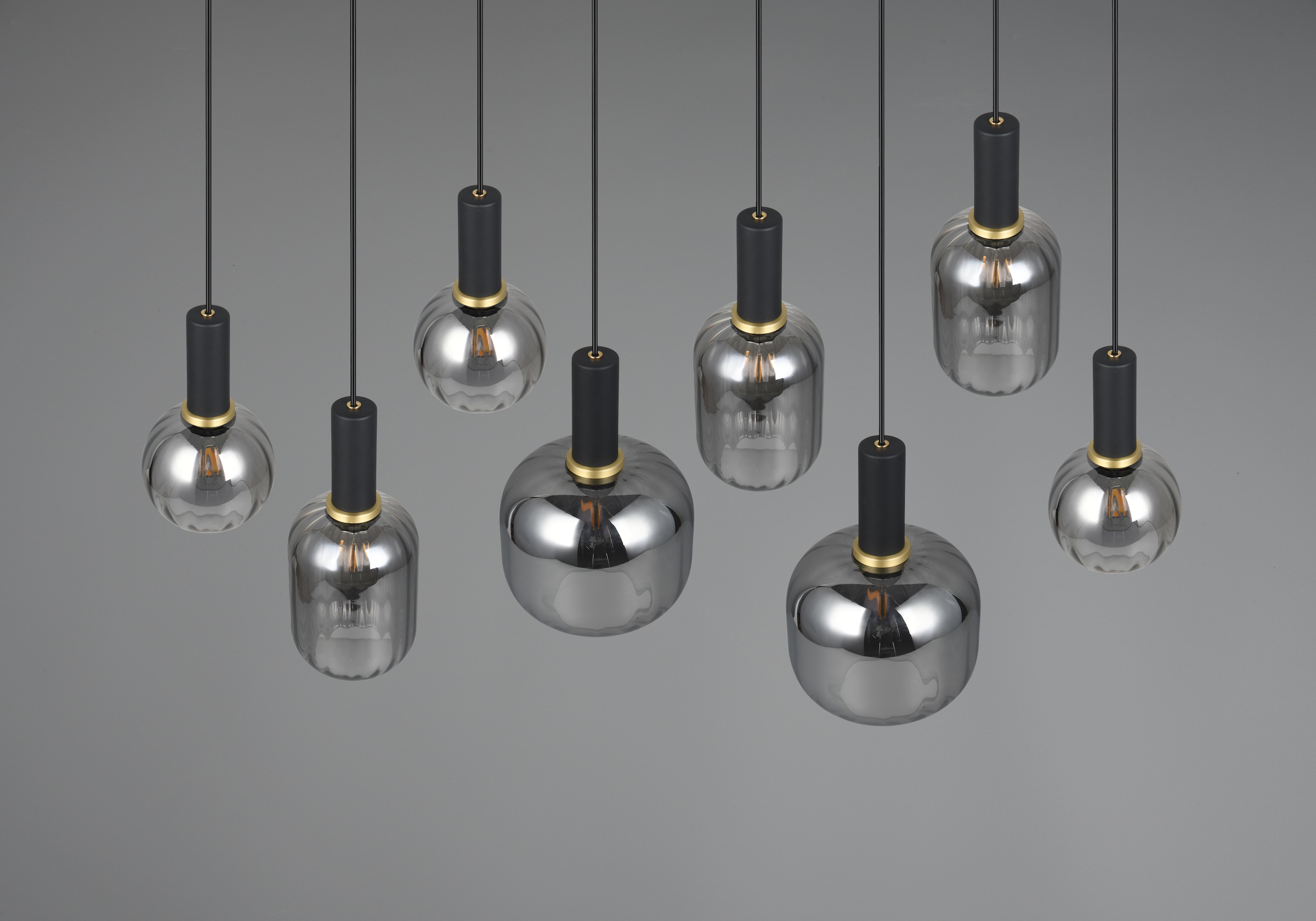 TRIO Leuchten Pendelleuchte »DIVA, E27 Hängelampe 8-flammig mit Glasschirm, exkl 8xE27 max 10W« E27 1 Stk. warmweiß - kaltweiß höhenverstellbar bis max 150cm Hängeleuchte 120x32 cm Wohnzimmer Küche