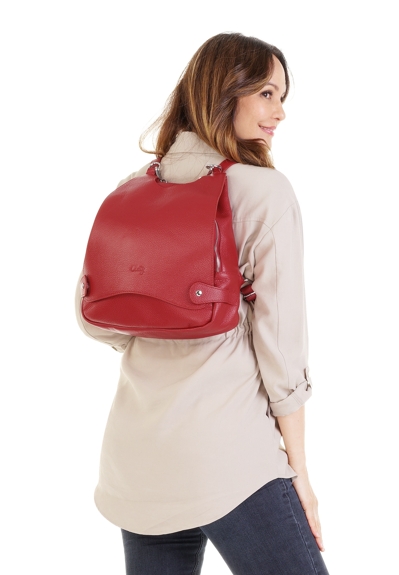 Cluty Cityrucksack, echt Leder, Made in Italy