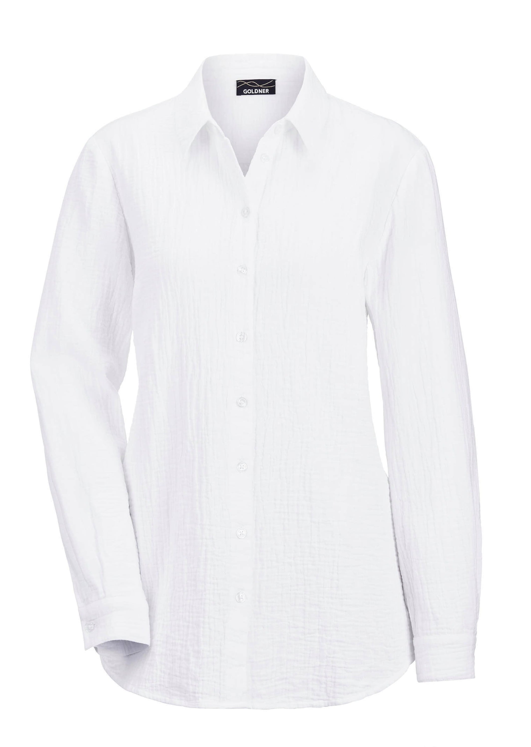GOLDNER Hemdbluse »Verlängerte Langarm Musselin-Bluse« überaus hautfreundliche Qualität