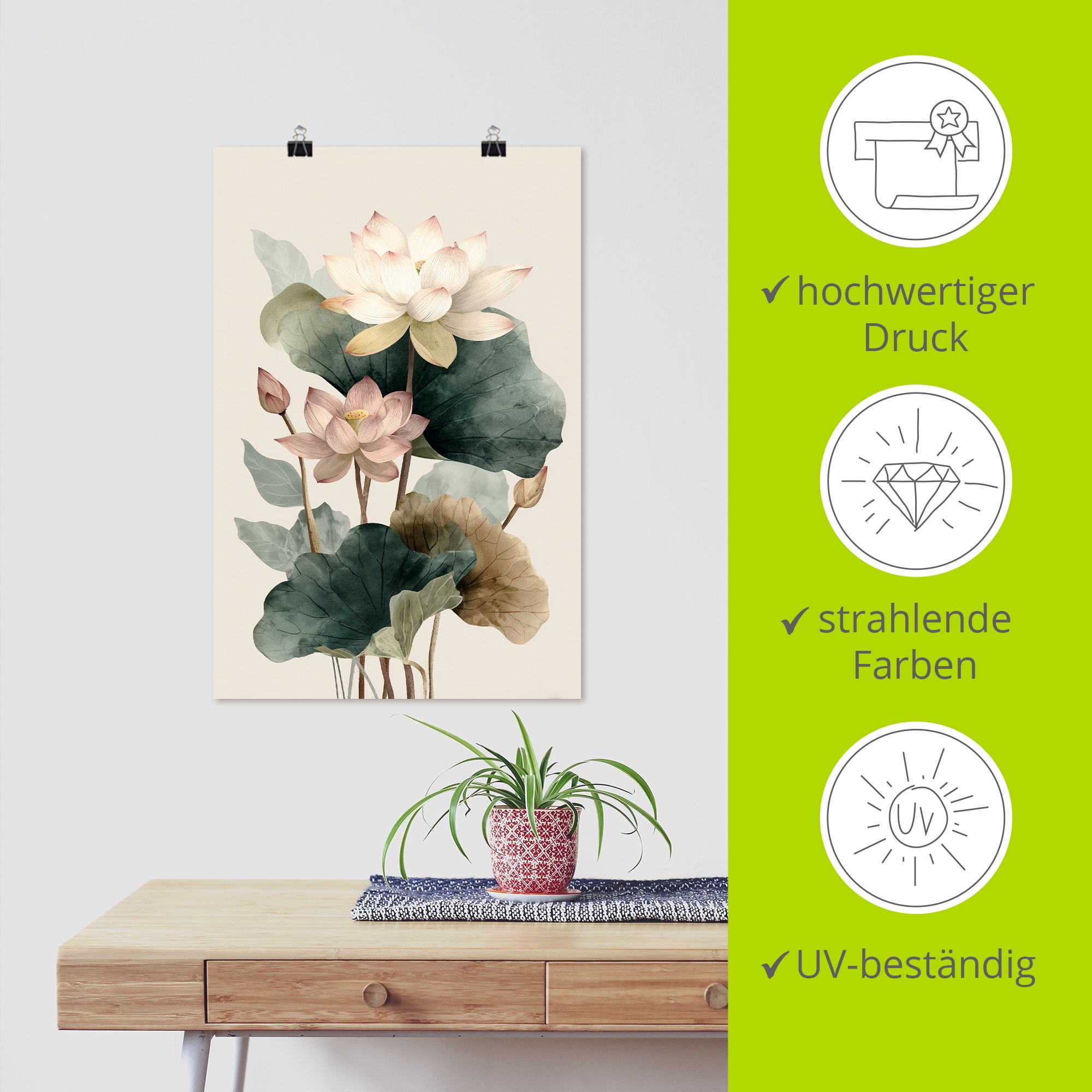 Artland Wandbild »Lotus« Blumenbilder 1 Stk. tlg. als Alubild, Leinwandbild, Poster, Wandaufkleber in verschied. Größen