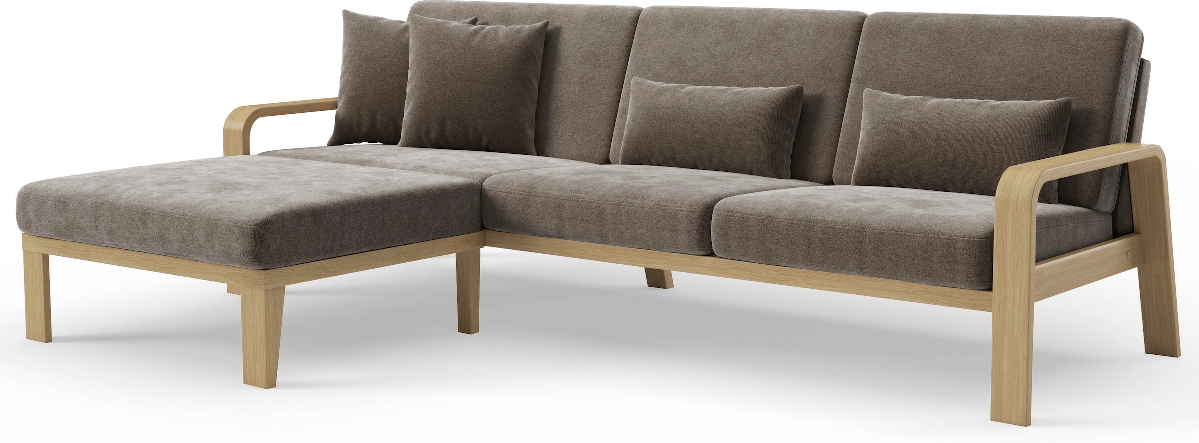 sit&more Ecksofa »Kolding L-Form«, Armlehnen aus Buchenholz in natur, verschiedene Bezüge und Farben