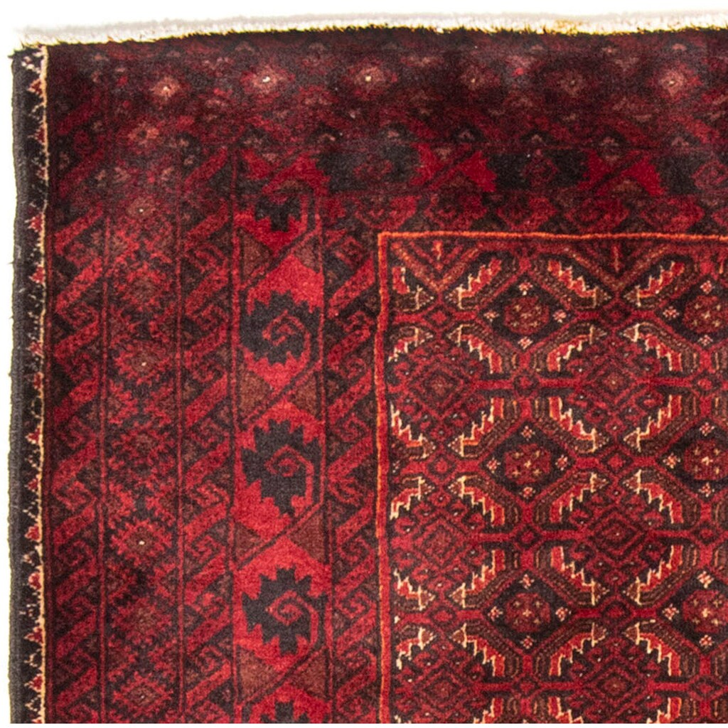 morgenland Hochflor-Läufer »Belutsch Durchgemustert Rosso scuro 216 x 107 cm«, rechteckig