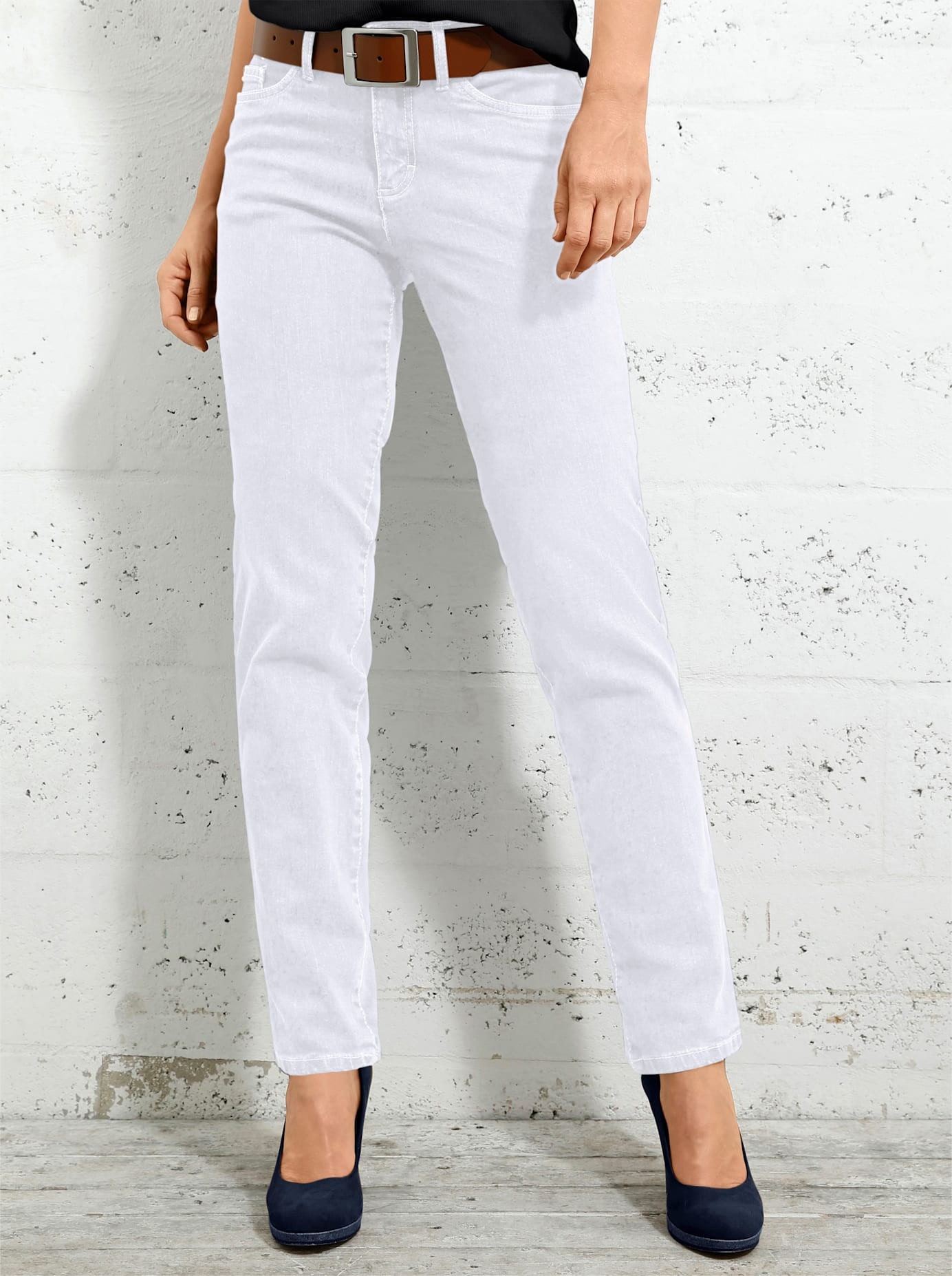 Inspirationen, Damen, 5-Pocket-Jeans 1 Stk., weiß, Kurzgrößen, 25 - Kurzgrößen, weiß, Lässige Jeans