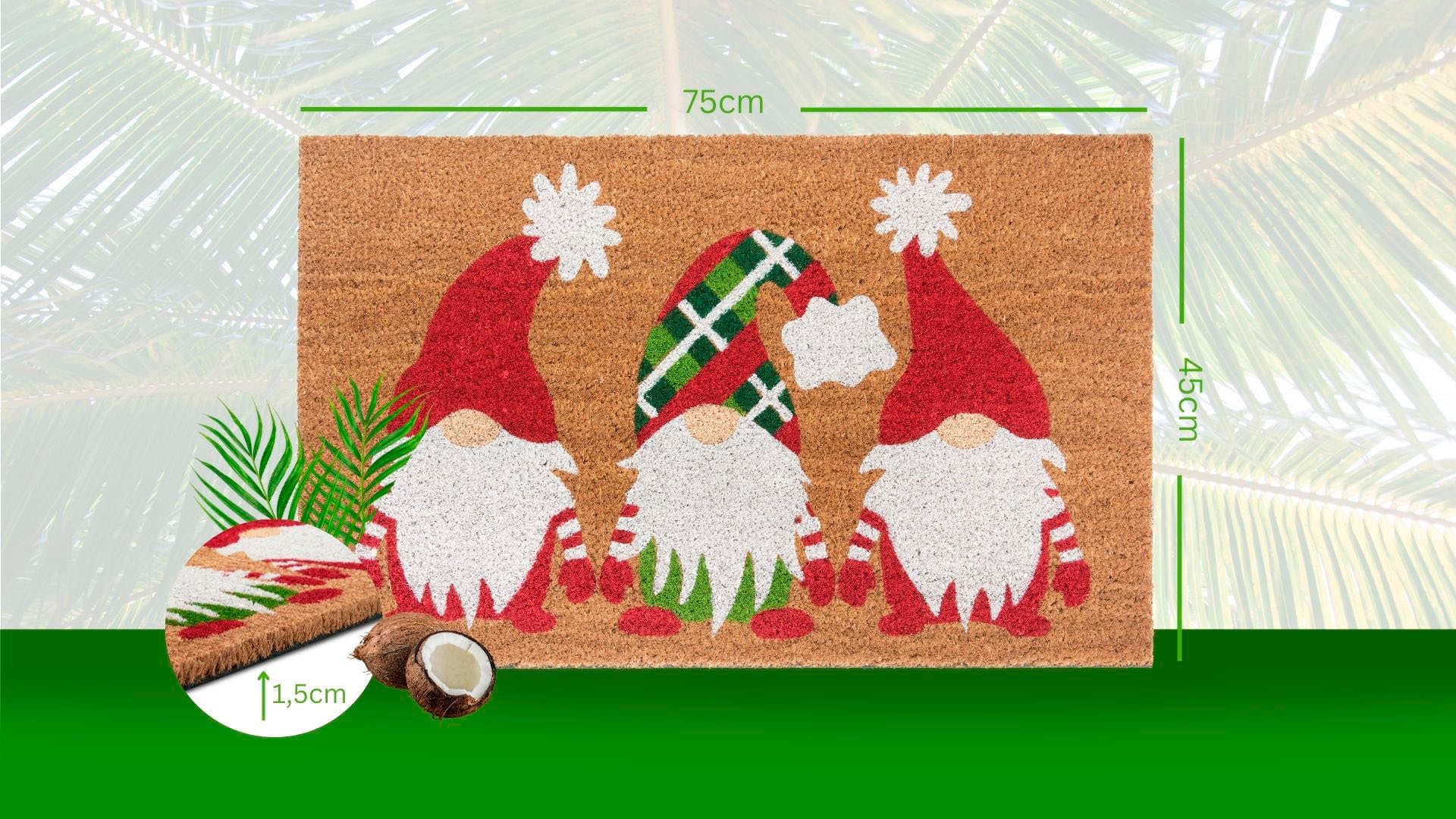 HANSE Home Fußmatte »Mix Mats Kokos Christmas Gnomes«, rechteckig, Weihnachten, Schmutzfangmatte, Outdoor, Rutschfest, Innen, Kokosmatte