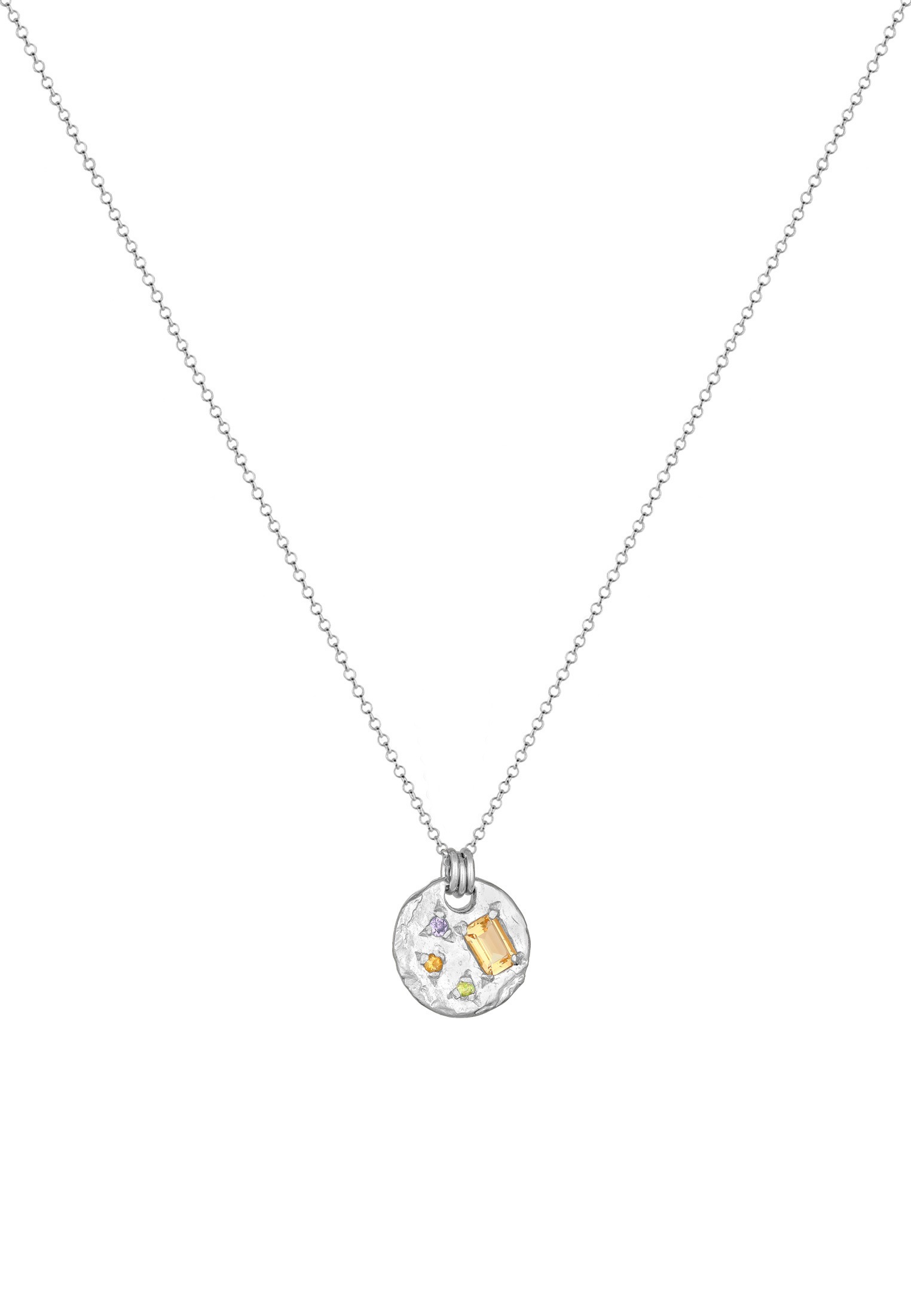 HAZE & GLORY Kette mit Anhänger »Halskette Münze Iolith Granat - Jagger 925 Silber«