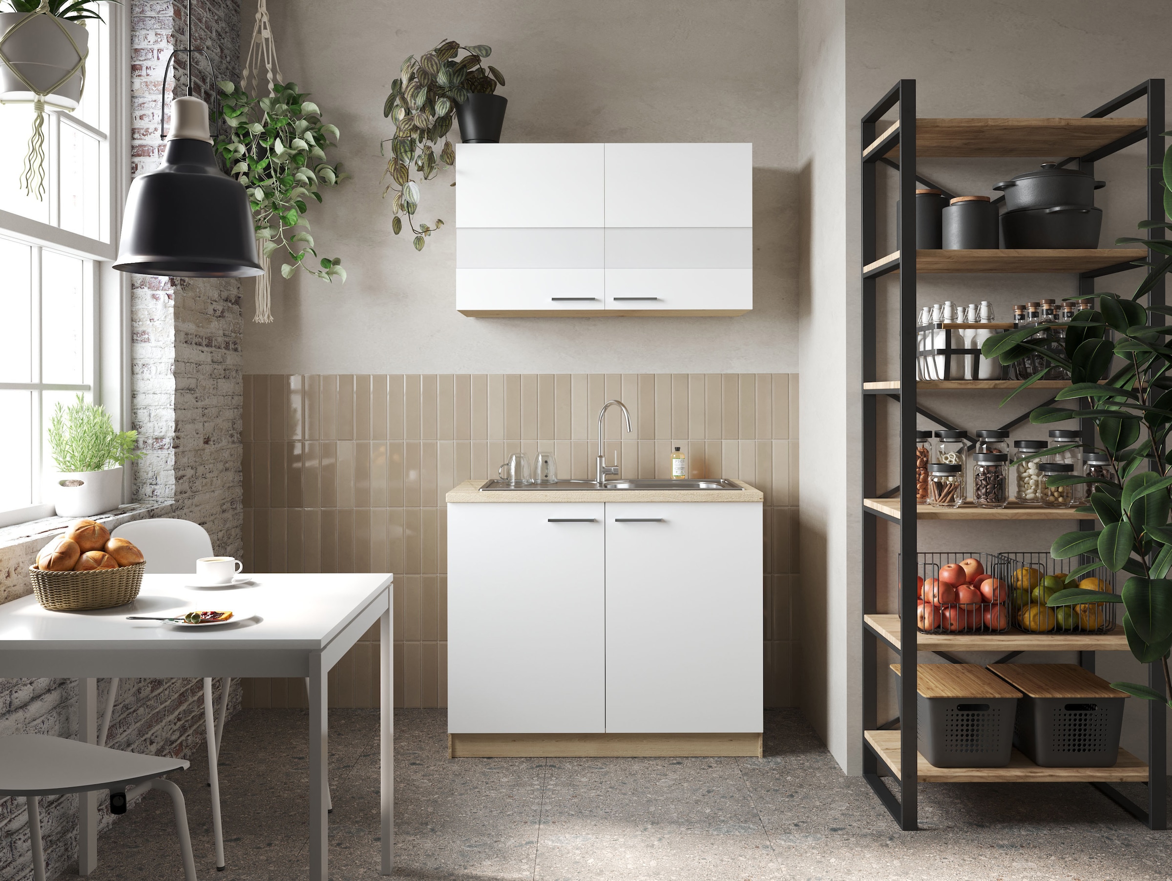 RESPEKTA Pantryküche »Merle« Breite 100 cm, mit Soft-Close Funktion, Stangengriffe aus Metall