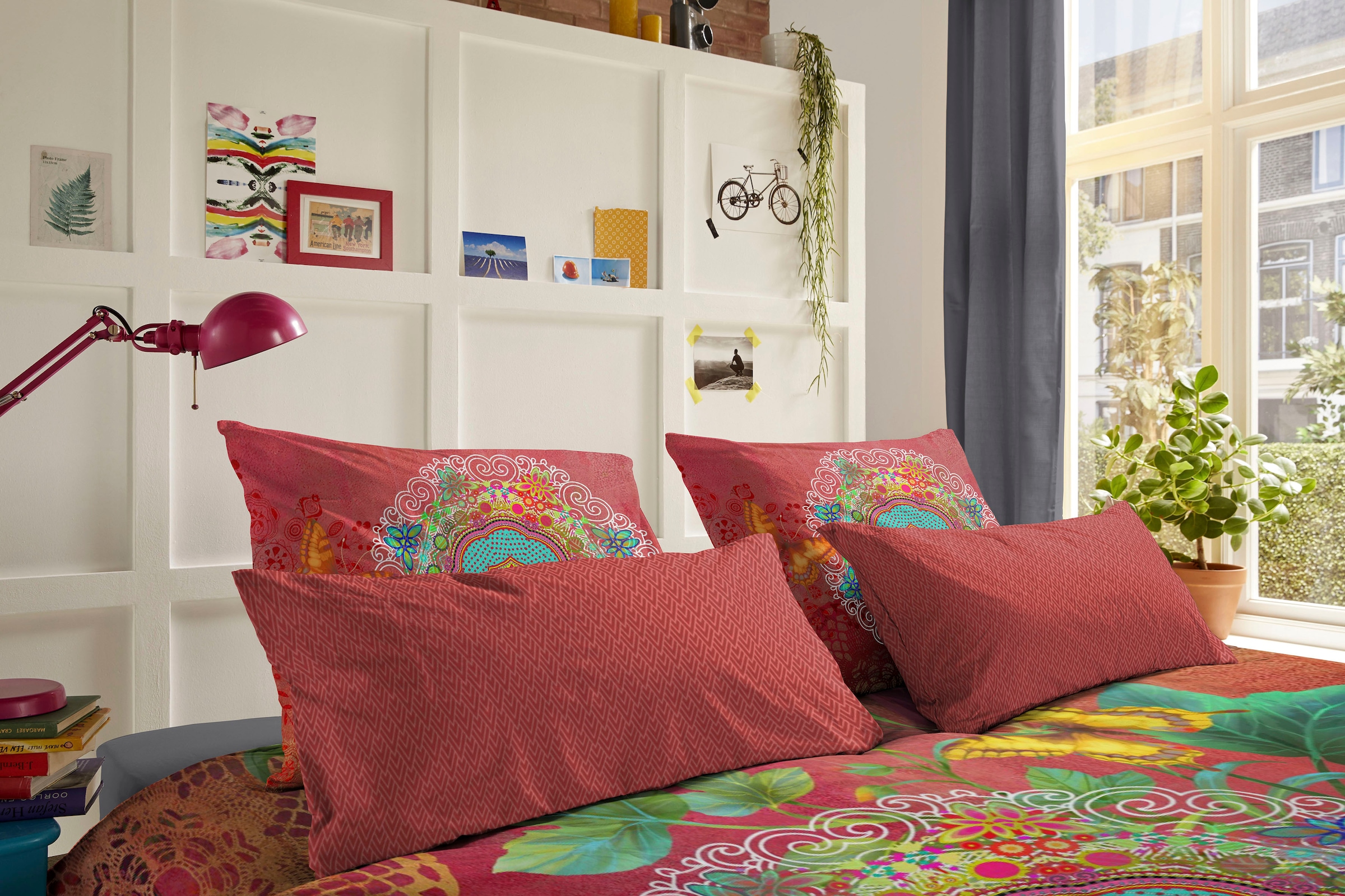 hip Wendebettwäsche »Novali« 2 Stk. tlg. Mako-Satin, 135x200, Reißverschluss, Wende, Mandala Blumen, Terrakotta