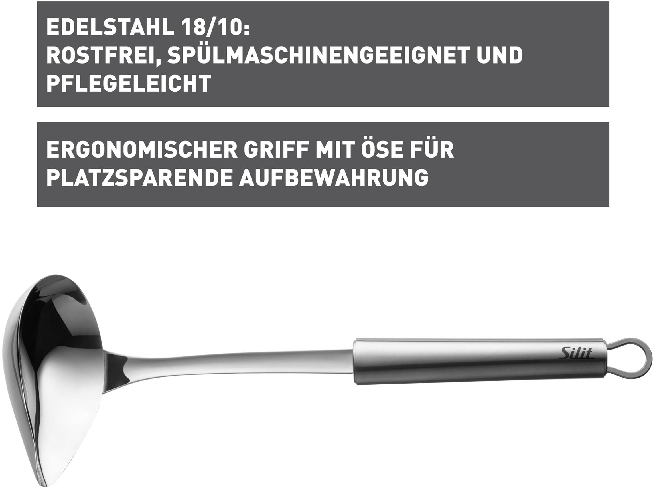 Silit Soßenlöffel »Classic Line«, (1 tlg.), Soßenlöffel 30 cm, tropffreies Servieren, hochwertiger Edelstahl