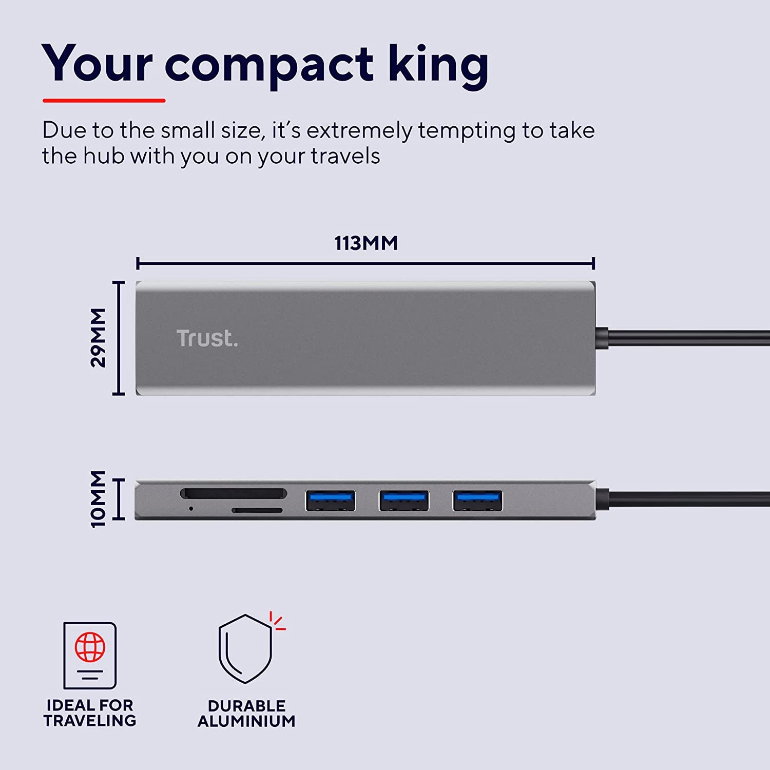 Trust Adapter »HALYX FAST USB-C HUB & CARD READER«, 15 cm