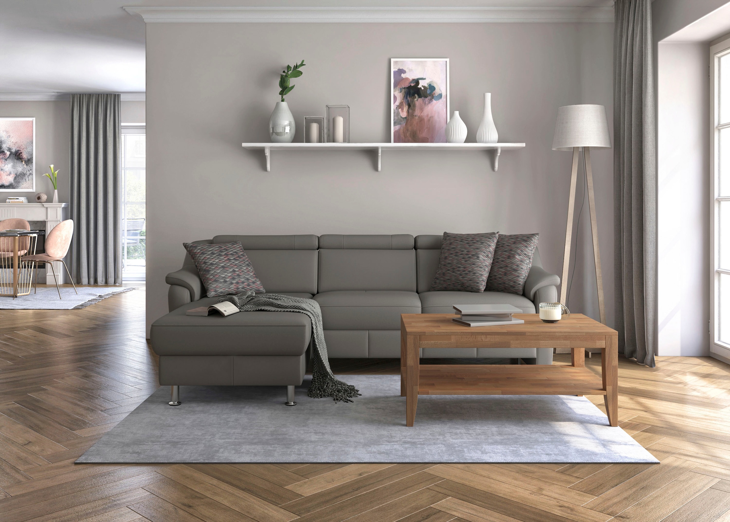 sit&more Ecksofa »Freetown L-Form« inklusive Kopfteilverstellung und komfortablem Federkern