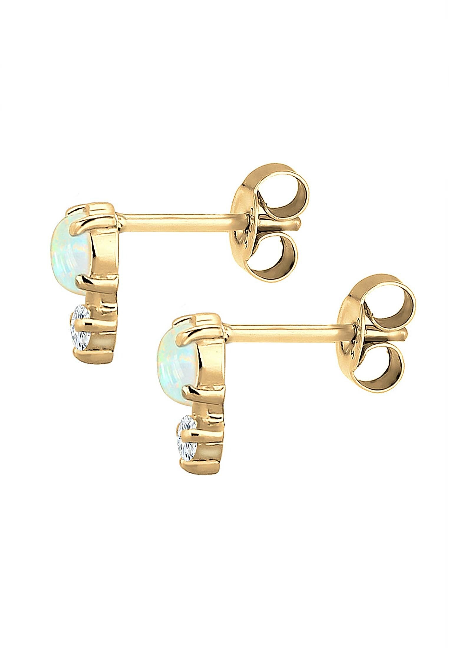 Elli Paar Ohrstecker »Ohrringe Opal Rund und Zirkonia 925 Silber«