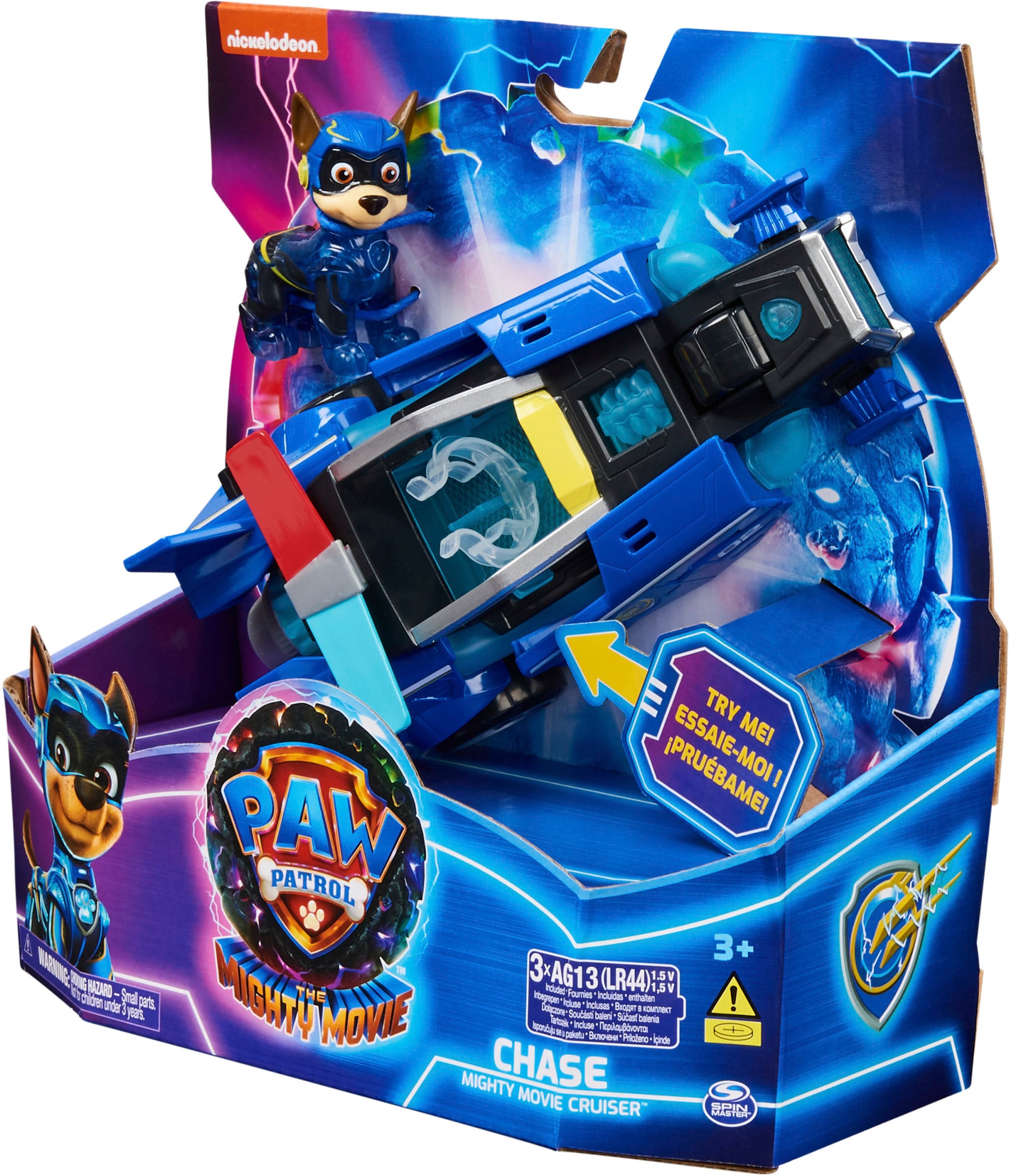 Spin Master Spielzeug-Auto »Paw Patrol - Movie II - Basic Themed Vehicles Chase«, Polizeiauto mit Welpenfigur, Licht- und Soundeffekt