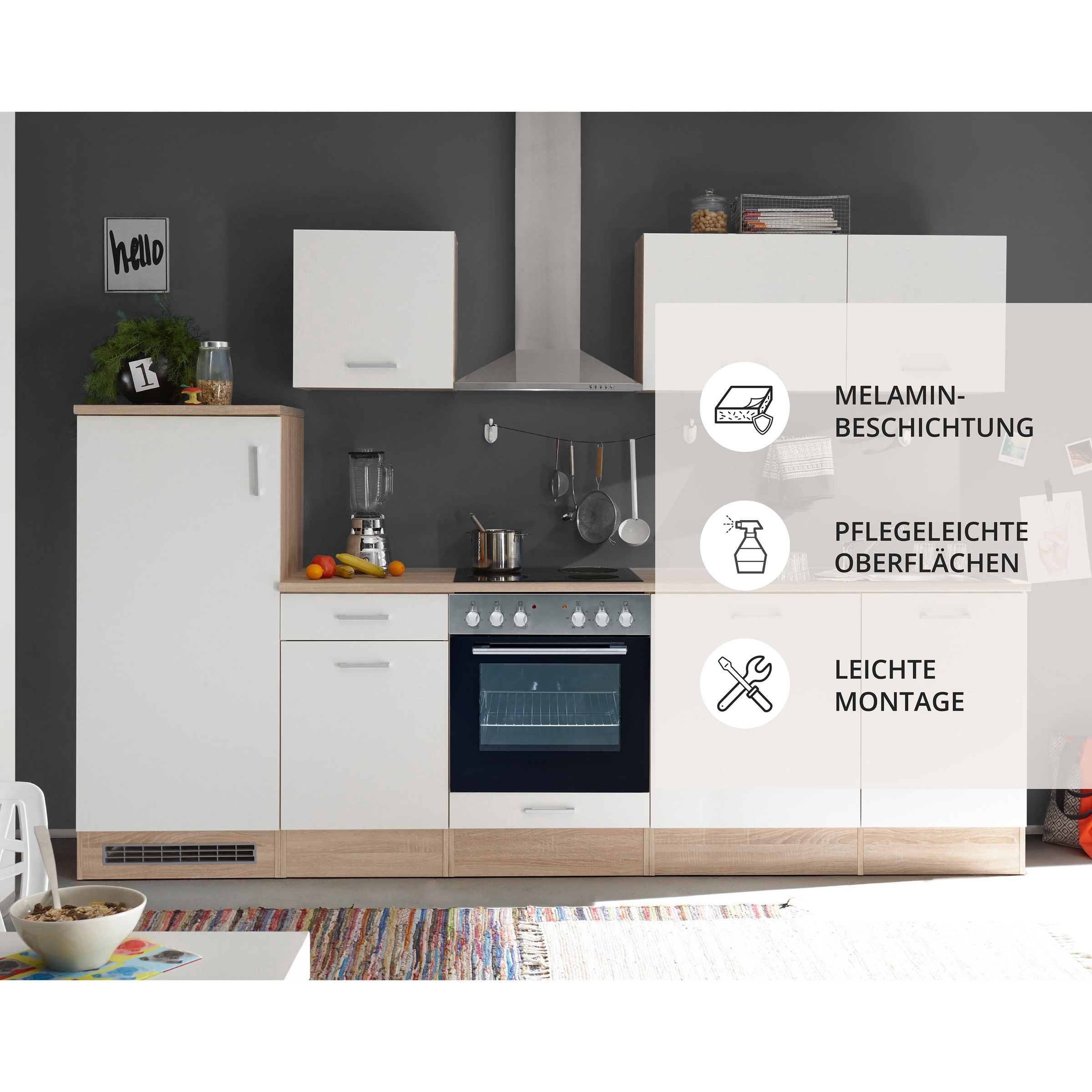 BASIC by Balculina Küchenzeile »Andy« Breite 280 cm, wahlweise mit E-Geräten