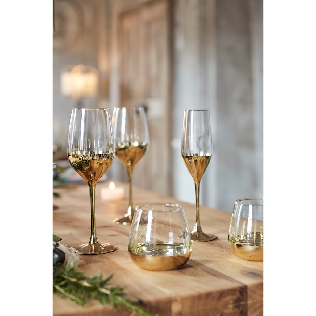 Leonique Weinglas »Trinkglas Donella«, (Set, 6 tlg.), Gläser Set, mit Golddekor, 6-teilig