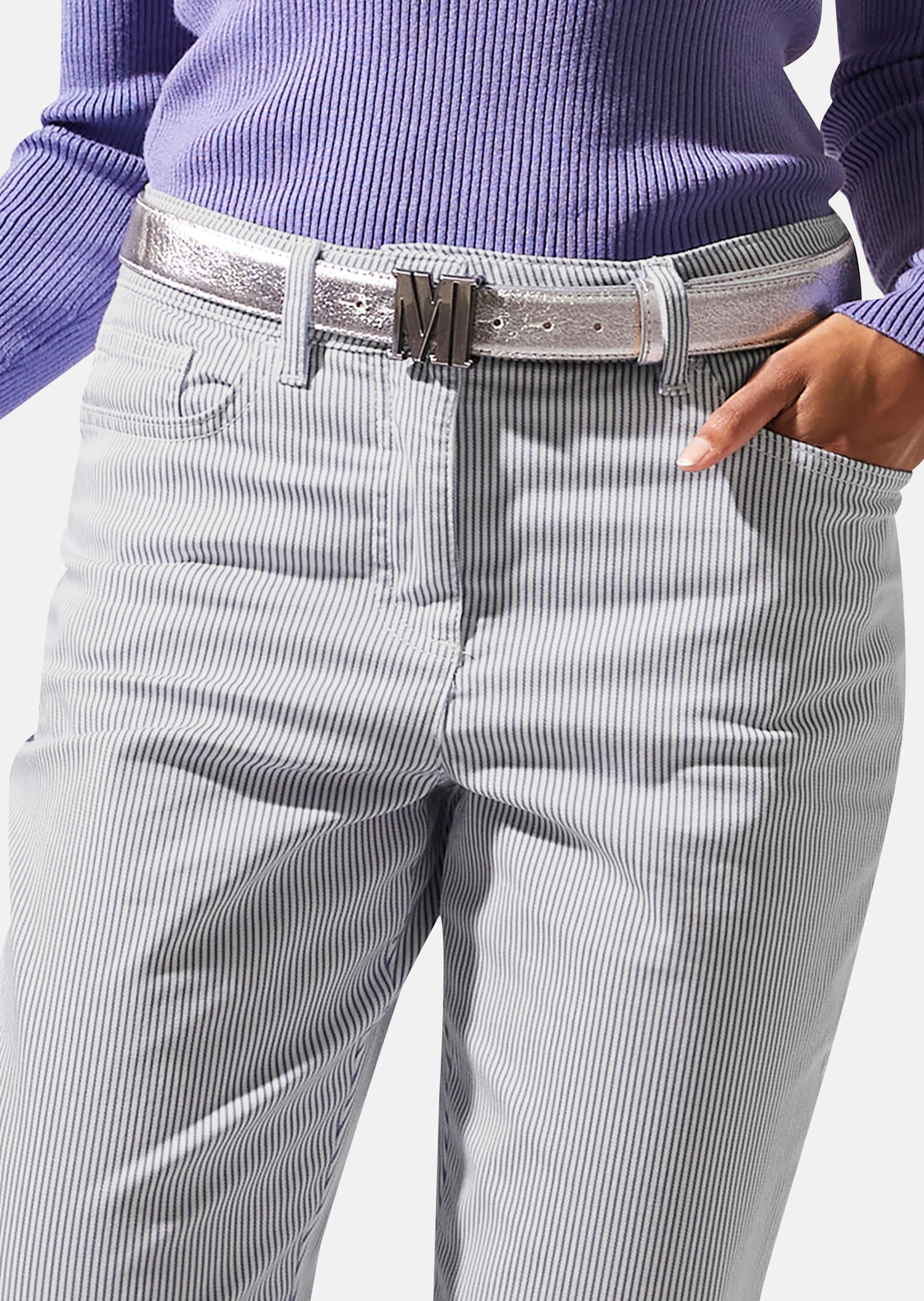 MADELEINE Regular-fit-Jeans »Jeans Fein gestreifte Jeans«