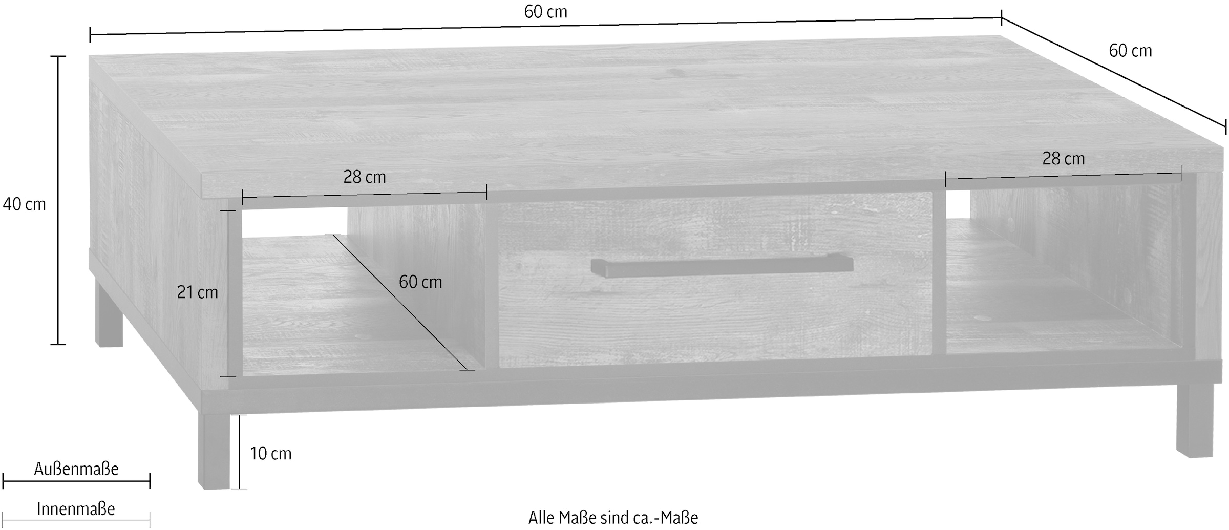 OMG Design Couchtisch »Vasto« 1 Stk. tlg. mit Schublade und Stauräumen