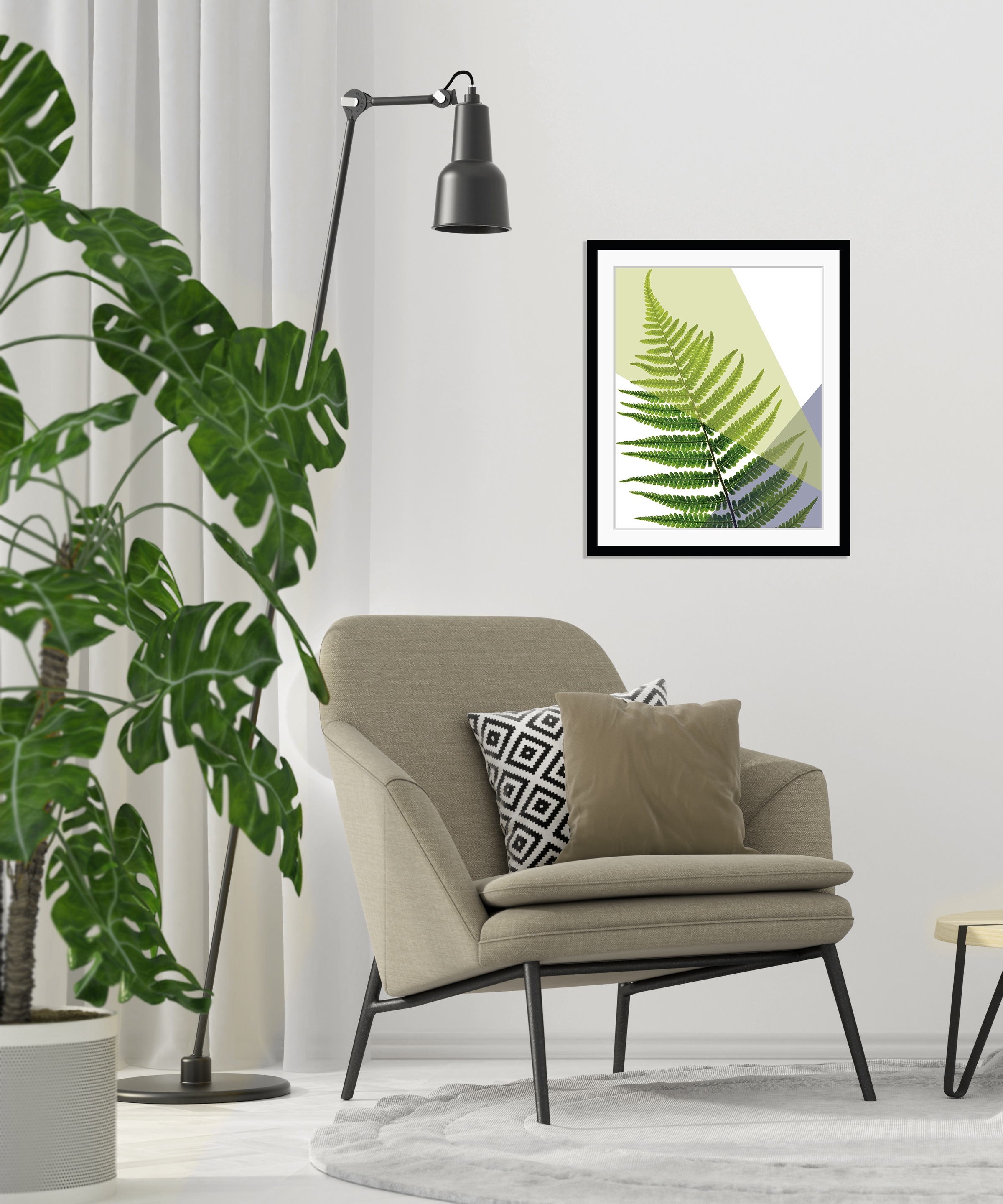 queence Bild »Fahn«, Blätter-Pflanzen-Pflanzenbilder-Kunst, HD Premium Poster-Druck inkl. Holzrahmen