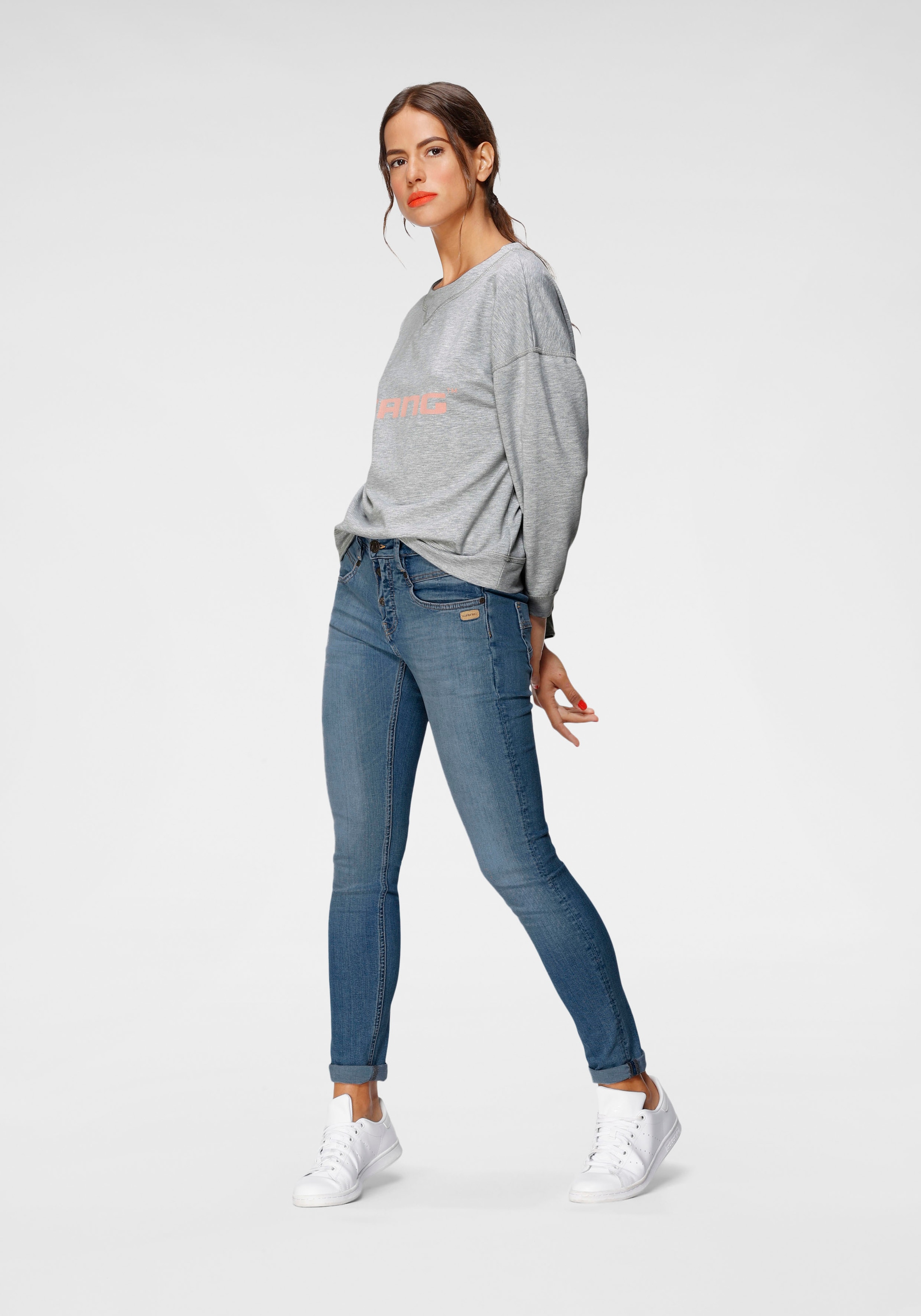 GANG Skinny-fit-Jeans »94MEDINA«, mit stylischer halb offener Knopfleiste