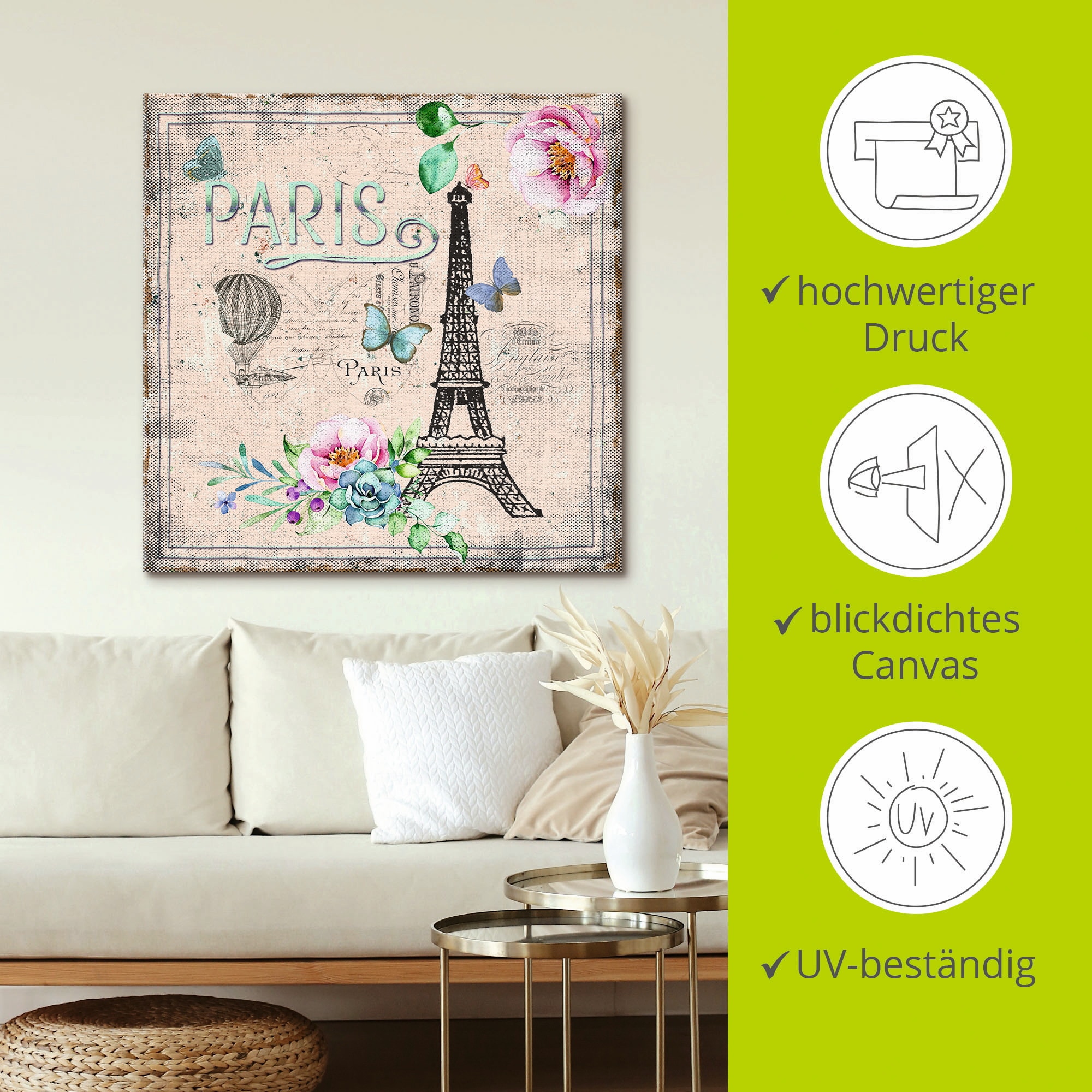 Artland Leinwandbild »Paris - meine Liebe« Gebäude 1 Stk. tlg. auf Holzrahmen gespannt