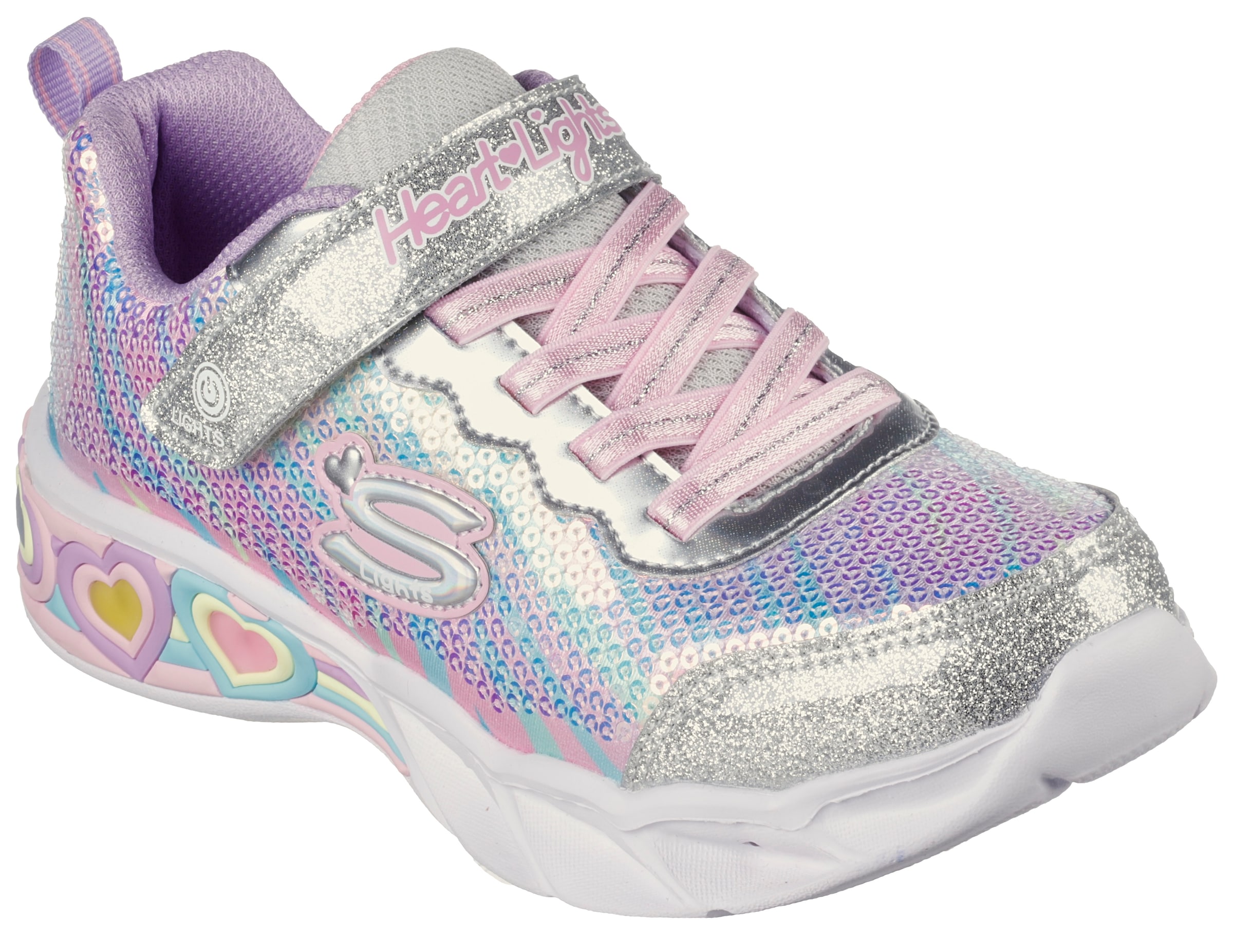 Skechers Kids Sneaker »SWEETHEART LIGHTS«, Klettschuh, Freizeitschuh, Blinkschuh mit schimmerndem Metallic Look