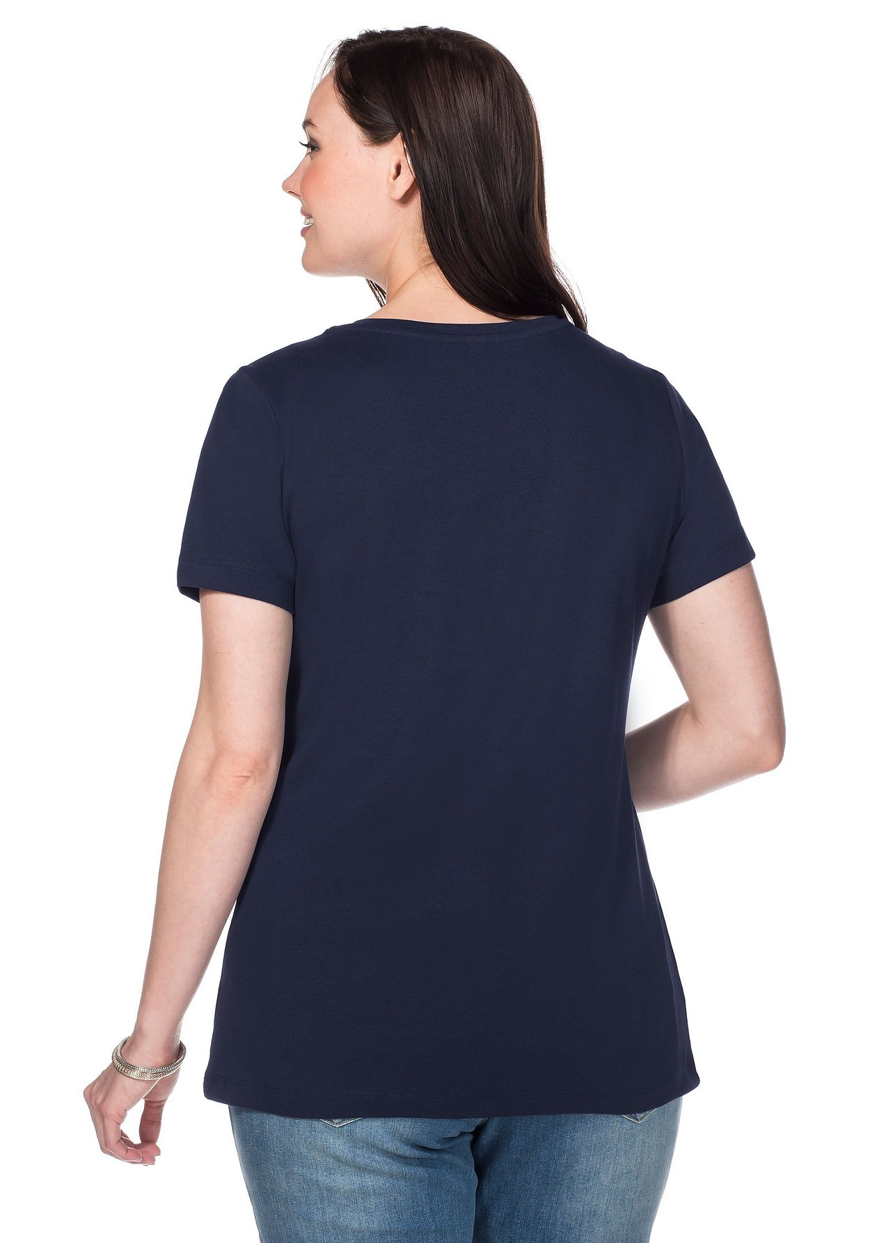Sheego T-Shirt »T-Shirt mit V-Ausschnitt«, mit V-Ausschnitt