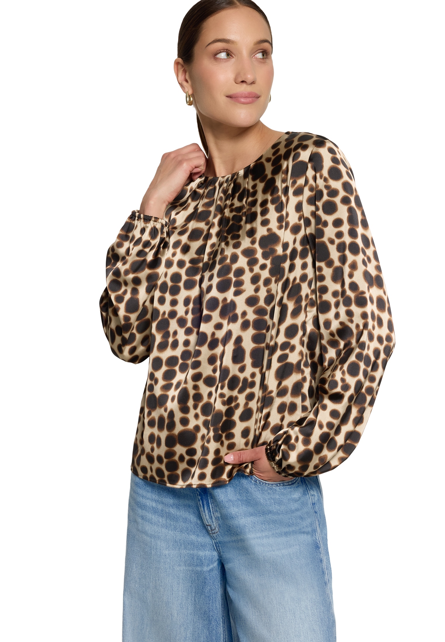 Zero Satinbluse »Satin-Bluse mit Print.«