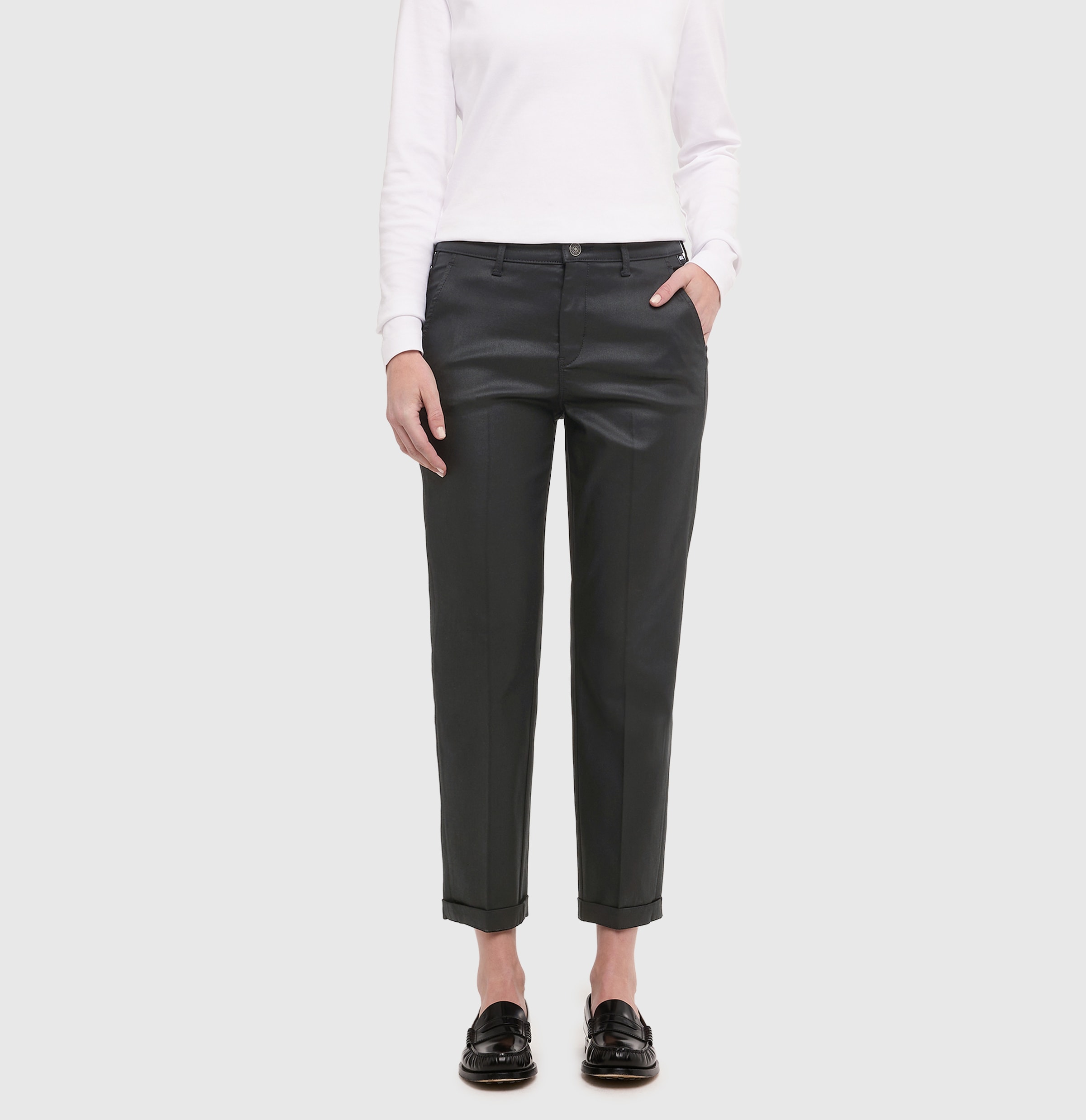 MAC Chinohose »CHINO turn up«  Leder-Optik