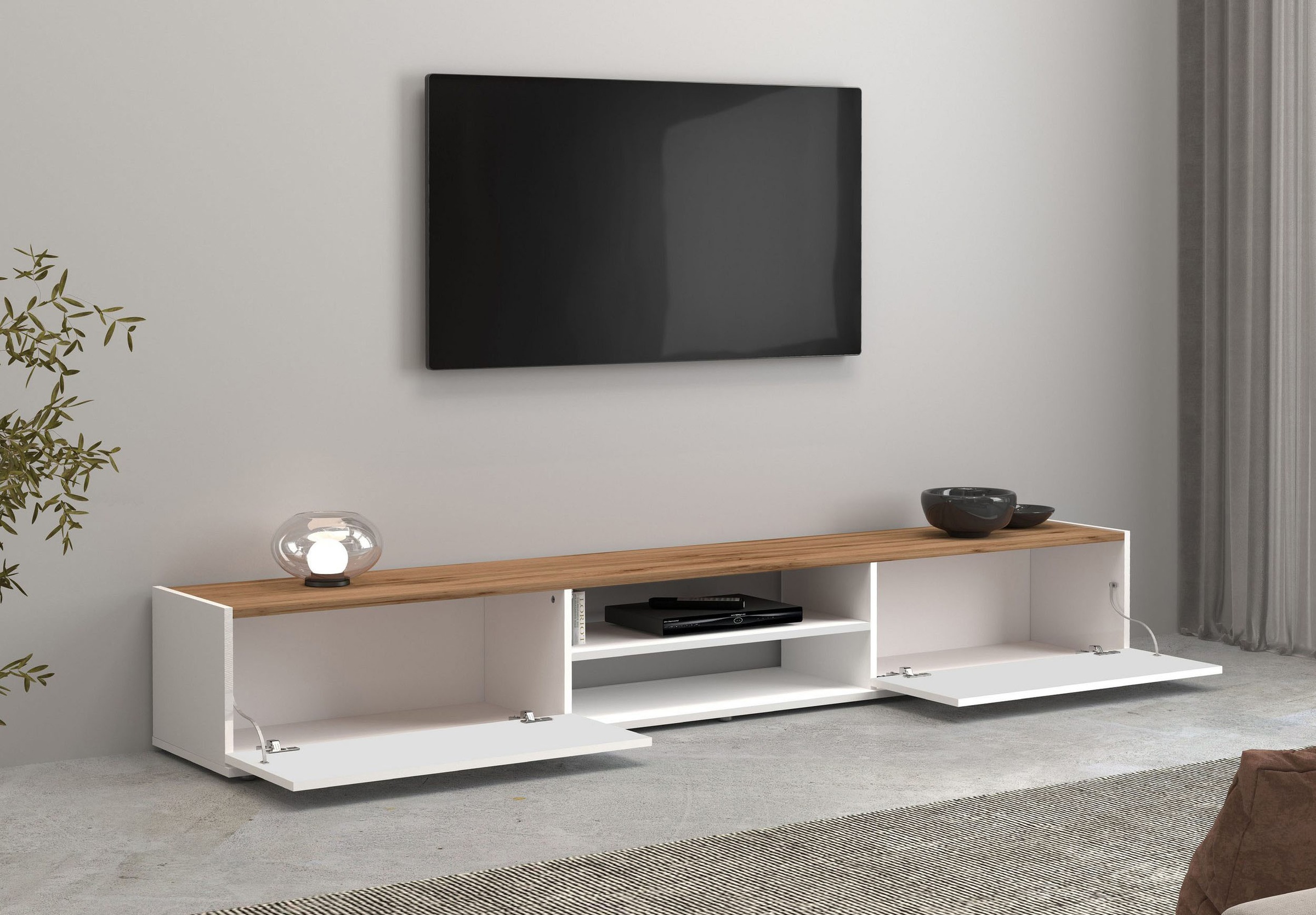 INOSIGN Lowboard »Garda,Lowboard,TV-Kommode,TV-Möbel,TV-Bank«, stehend und hängend mit 2 Klappen, 1 Einlegeboden, Breite 210 cm