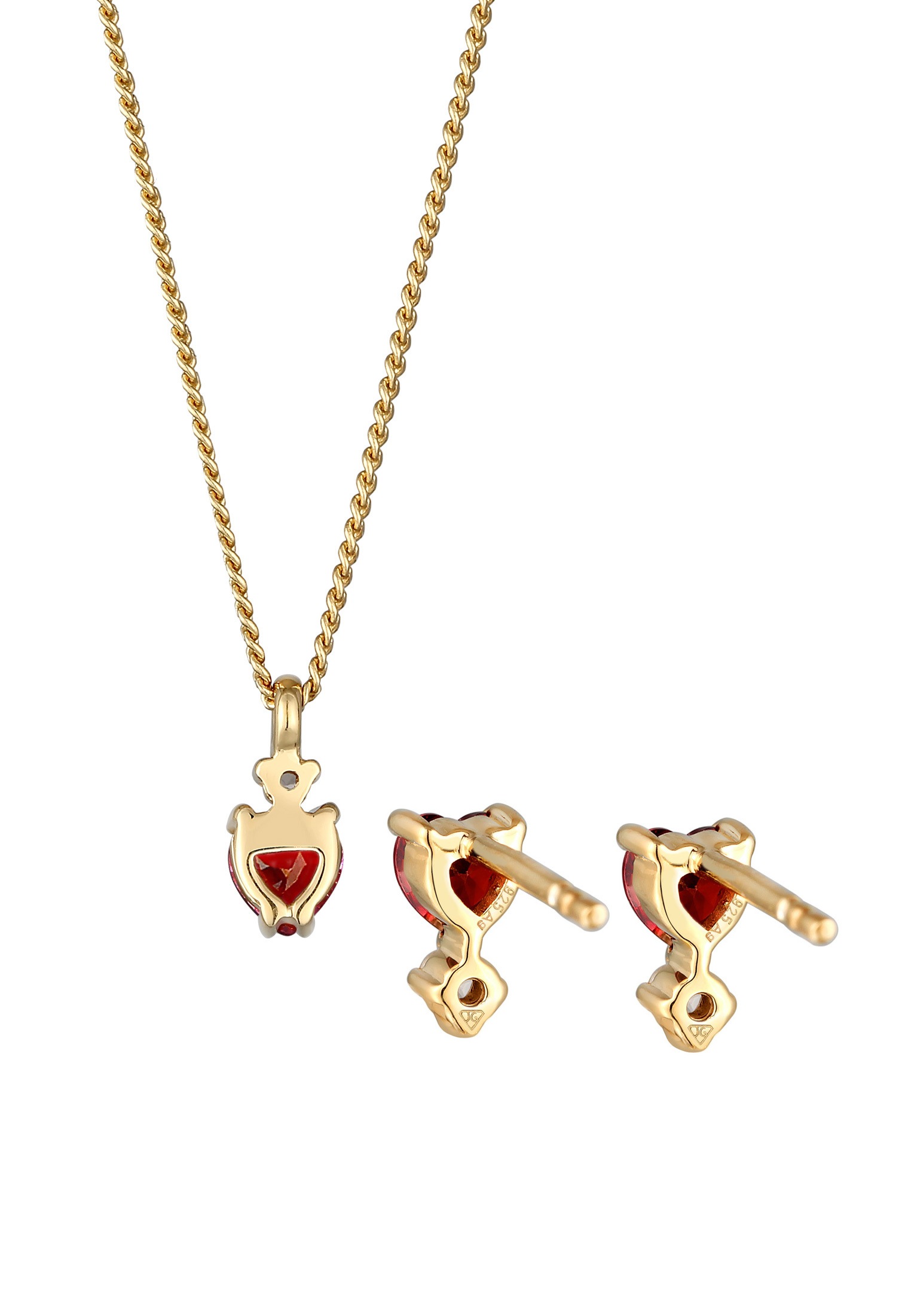 Elli Ohrring und Ketten Set »Schmuckset Set Herz Zirkonia 925 Sterling Silber vergoldet« ()