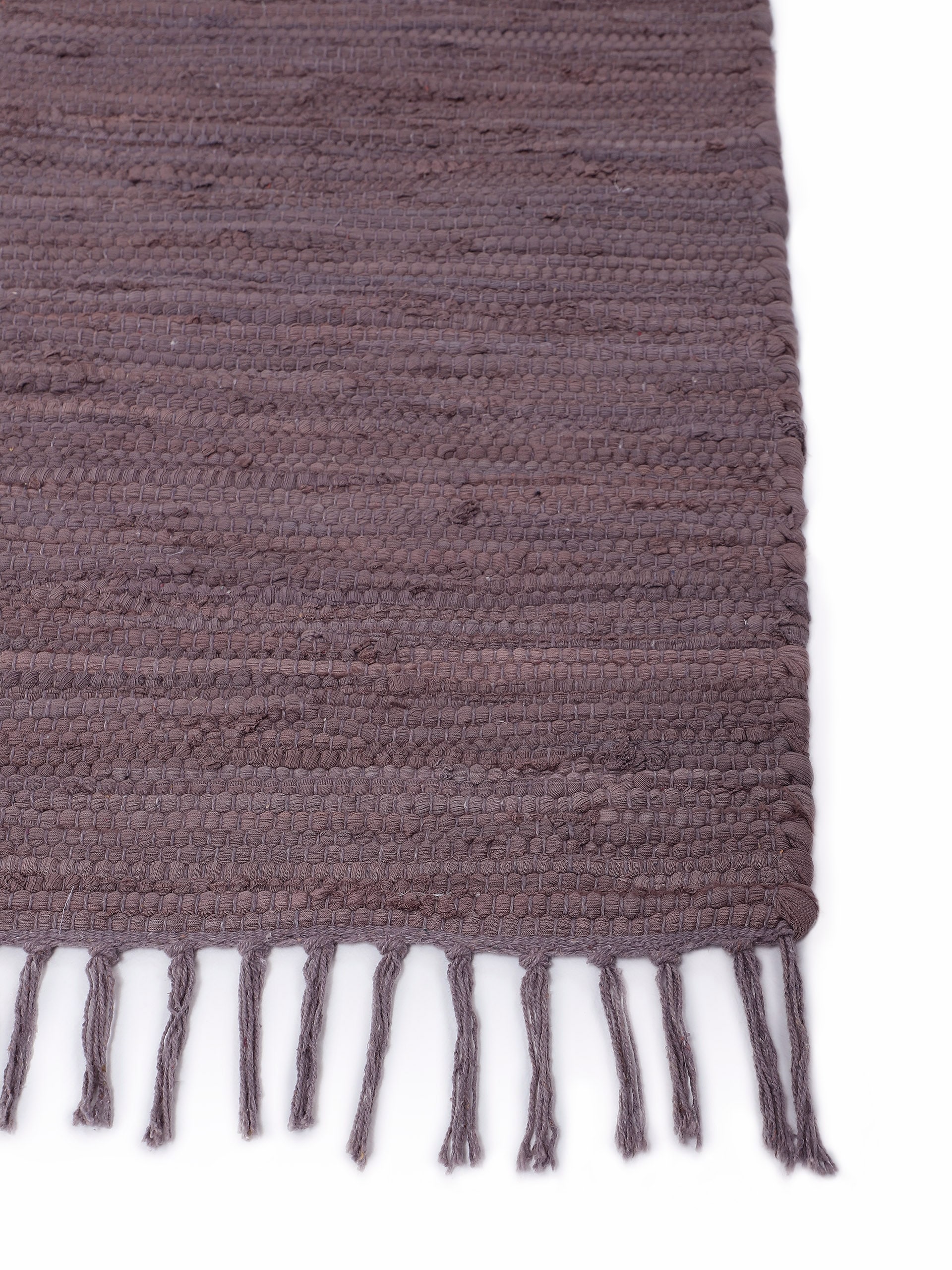 carpetfine Teppich »Kelim Chindi uni, auch als Läufer«, rechteckig, 5 mm Höhe, Wendeteppich, reine Baumwolle, handgewebt, Uni-Farben, mit Fransen