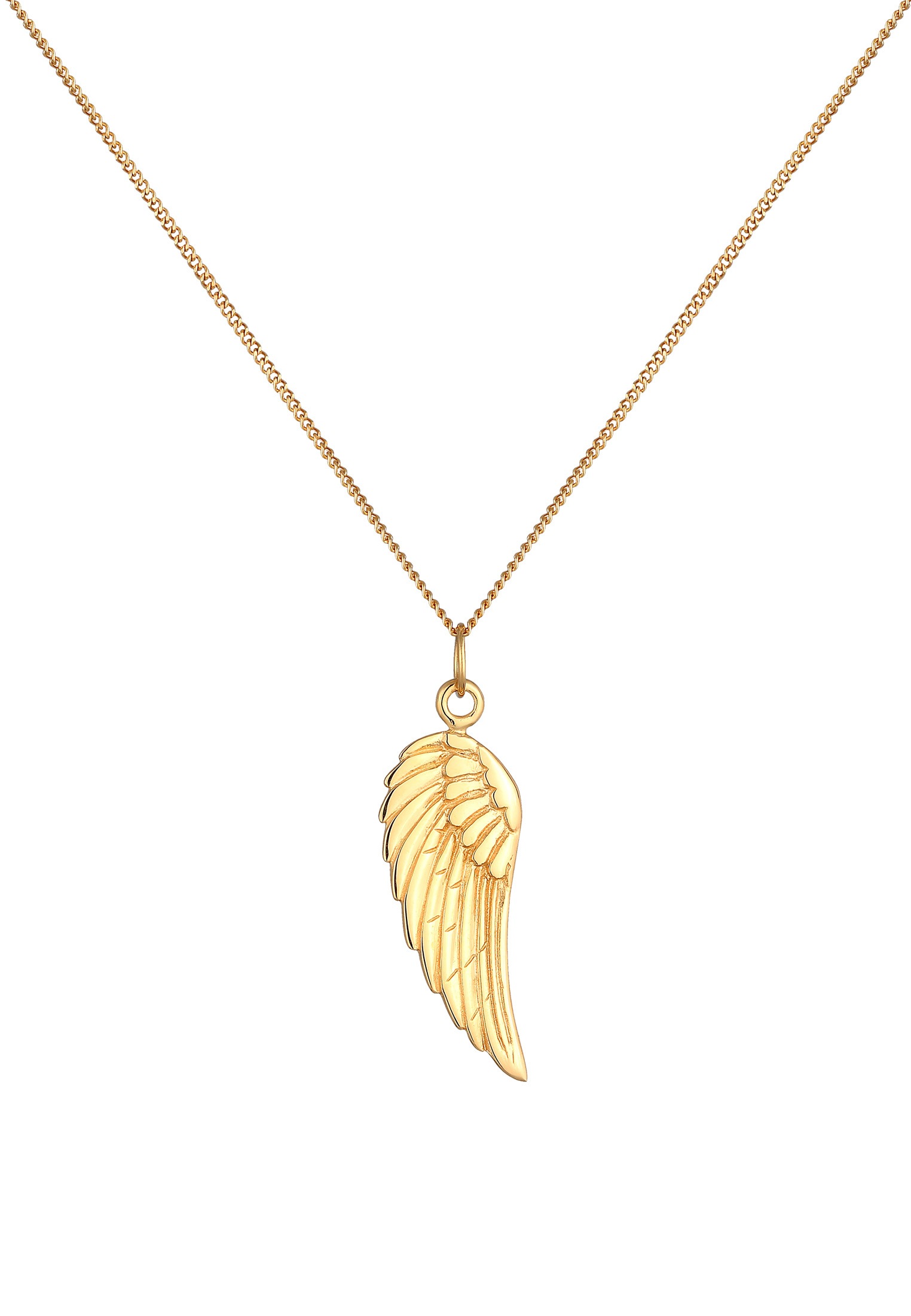 Elli Premium Kette mit Anhänger »Halskette Engel Flügel Basic 375 Gelbgold«