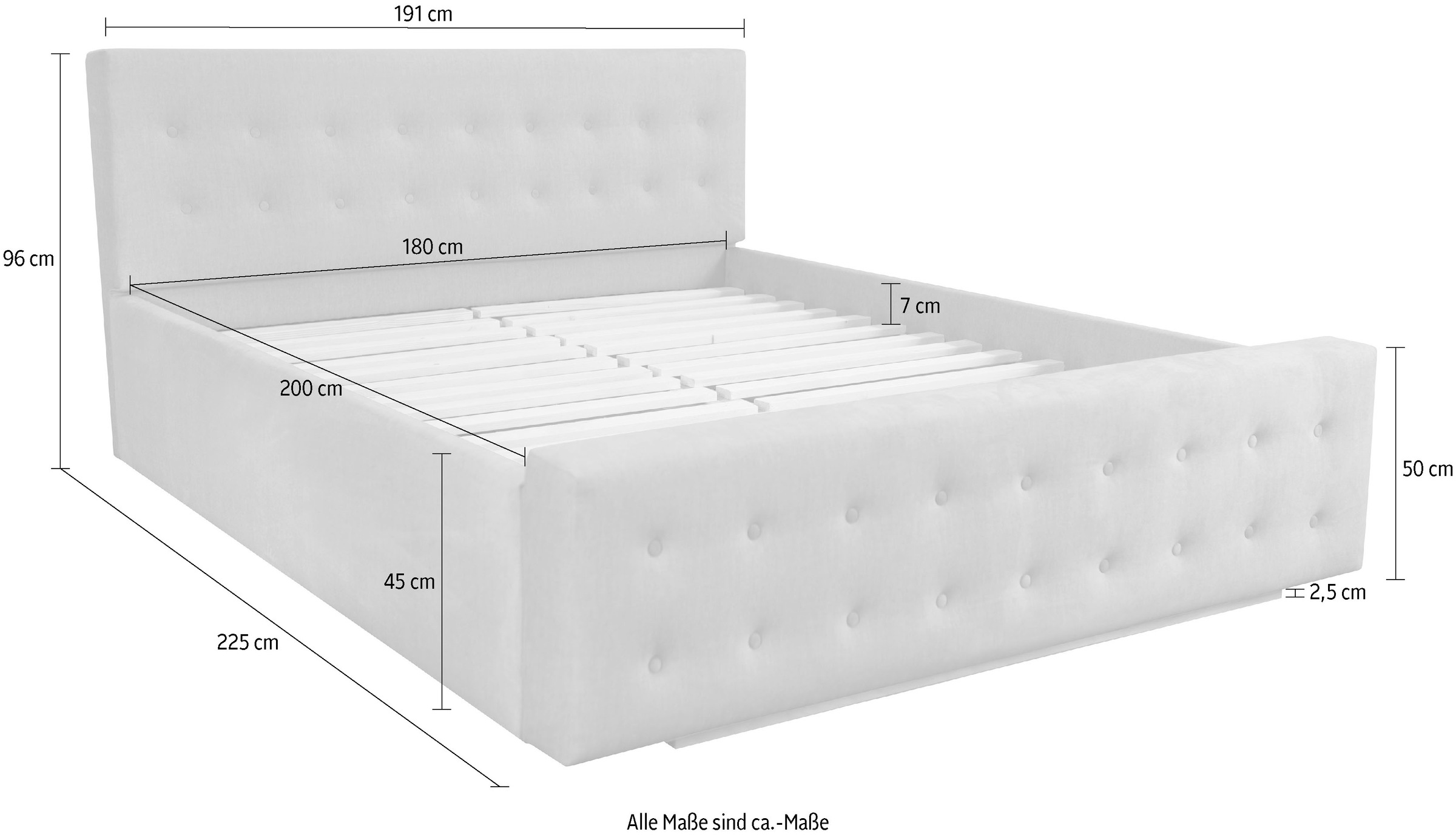 Home affaire Polsterbett »Vaine«, in 5 Breiten, auch in Länge 220 cm, incl. Roll-Lattenrost
