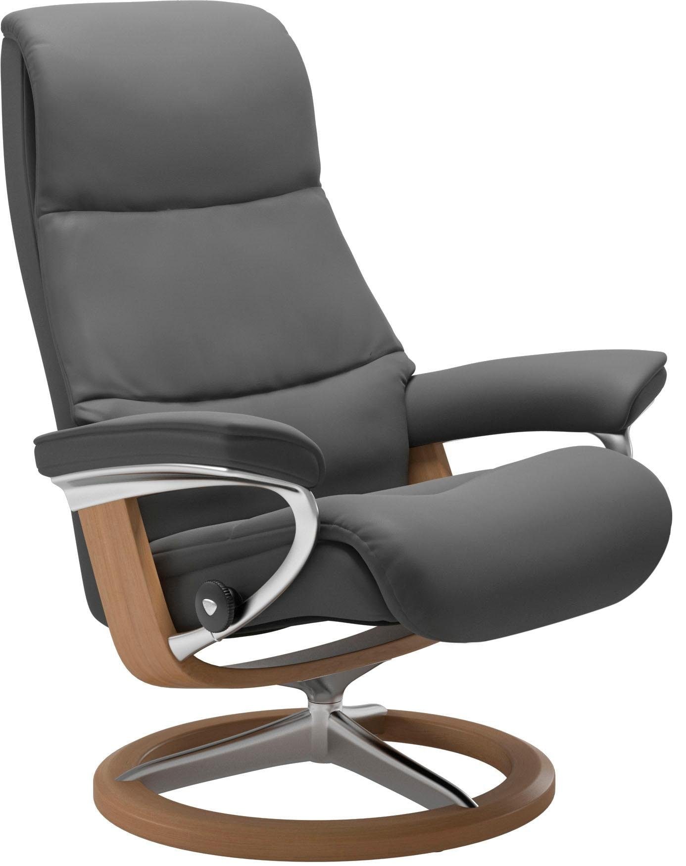 Stressless® Relaxsessel »View«, (Set, Relaxsessel mit Hocker), mit Signature Base, Größe M,Gestell Eiche