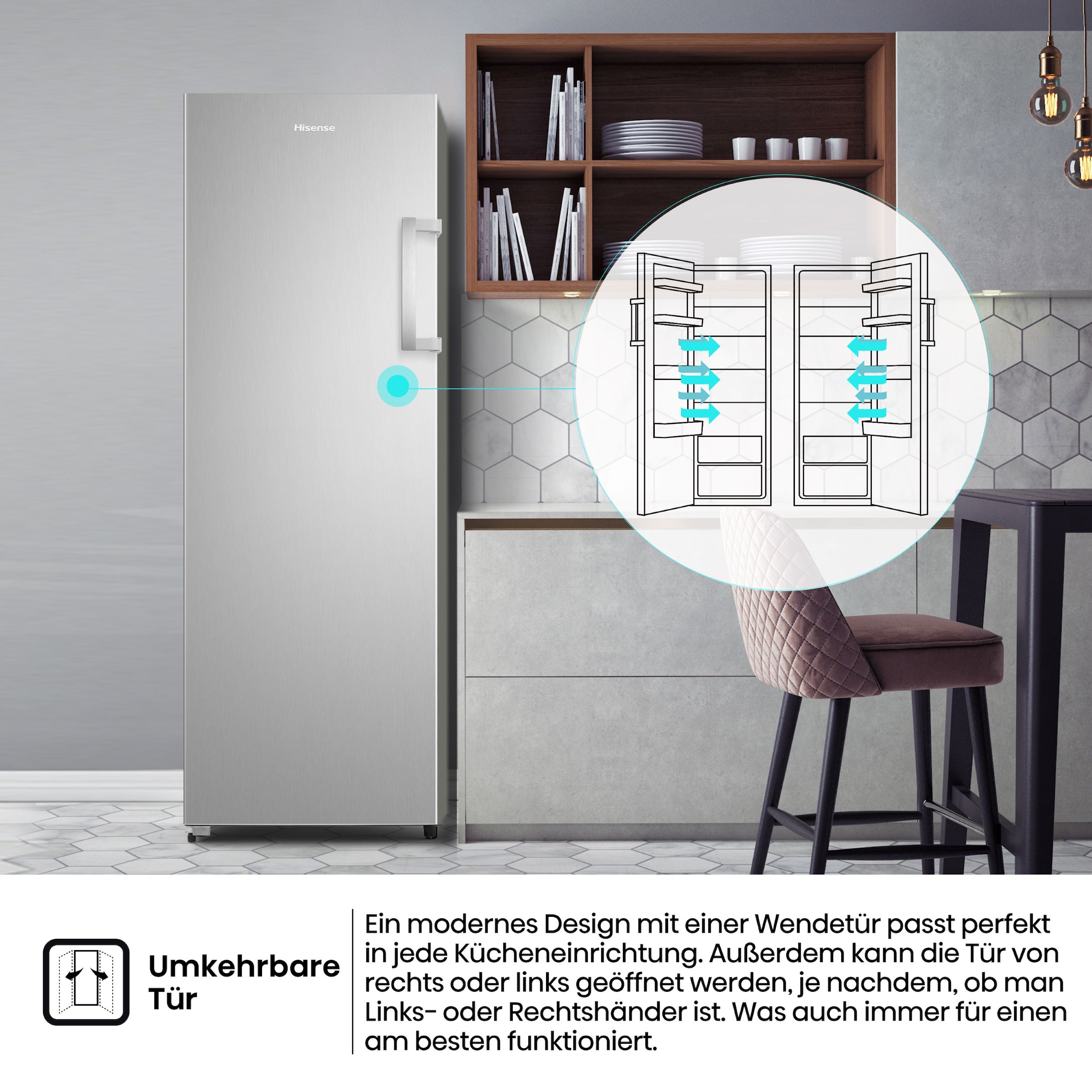 Hisense Gefrierschrank »FF3N229NEIC« 172 cm hoch 59,5 cm breit LED Display