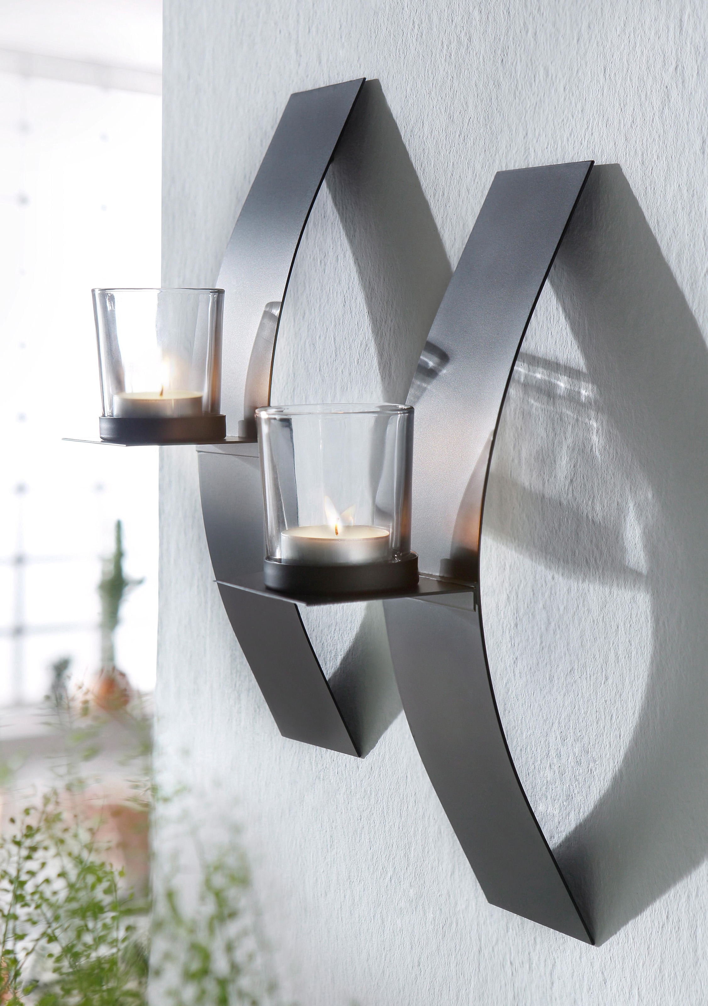 OTTO home Wandkerzenhalter »Drammen« Landhaus, Metall, Glas, schwarz