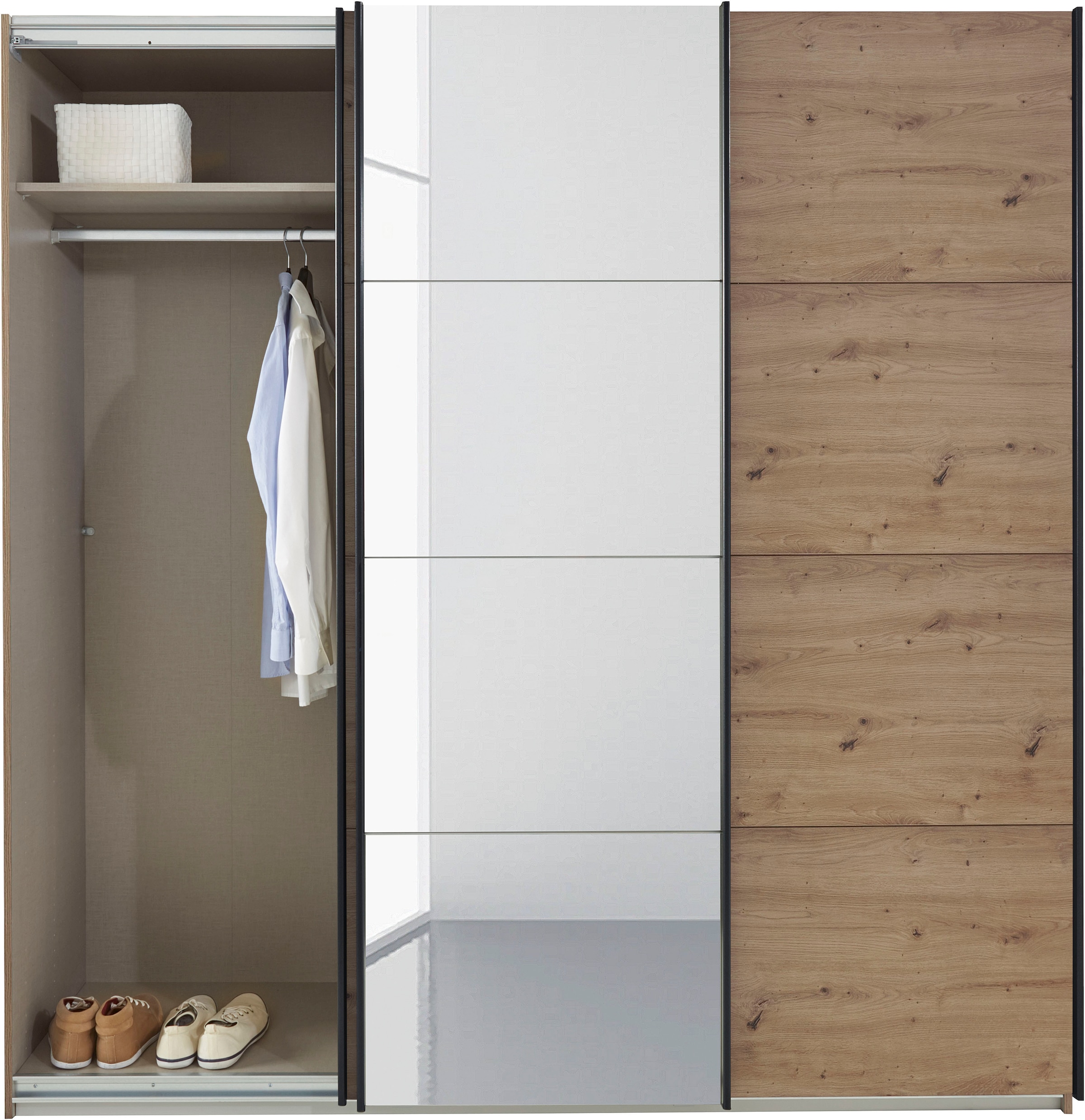 rauch Schwebetürenschrank »Kleiderschrank Schrank Garderobe TOPSELLER OTELI inkl. Inneneinteilung« Breiten 203/271/315/360 cm Höhen 210/229 cm,  mit 3 Innenschubladen sowie zusätzlichen Einlegeböden MADE IN GERMANY