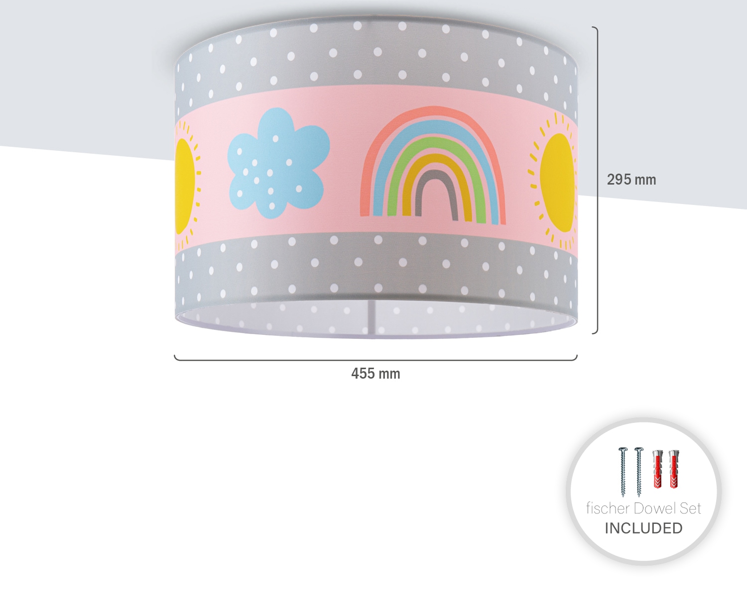 Paco 1 »Cosmo Grau Regenbogen kaufen Weiß 962«, XXL Deckenlampe online mit | Kinderzimmer Home Sonne Deckenleuchte Rosa Lampe 3 Jahren E27 flammig-flammig, Garantie