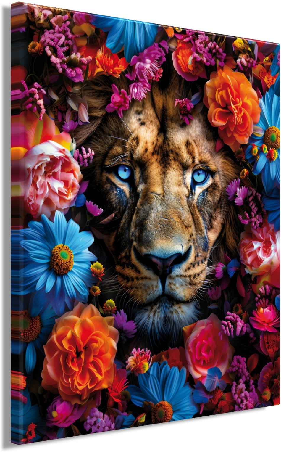 Bönninghoff Leinwandbild »Wandbild LÖWE BLUMENKRANZ XXL 118x140 cm – Leinwandbild Keilrahmen« Blumen | Blumenbilder | Kunst | Löwe | Löwen | Pflanzen | Pflanzenbilder | Raubkatzen | Tiere 1 Stk. tlg. auf Keilrahmen gespannt