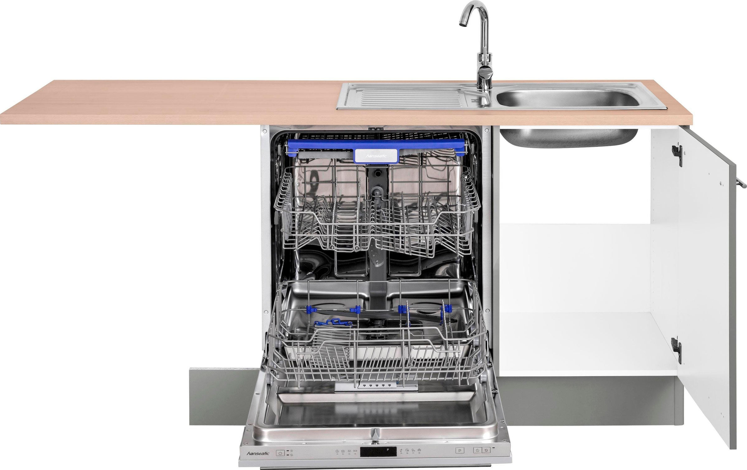 OPTIFIT Winkelküche »Bern mit Hanseatic-E-Geräten«, Stellbreite 285x175 cm, mit Induktionskochfeld, Soft-Close