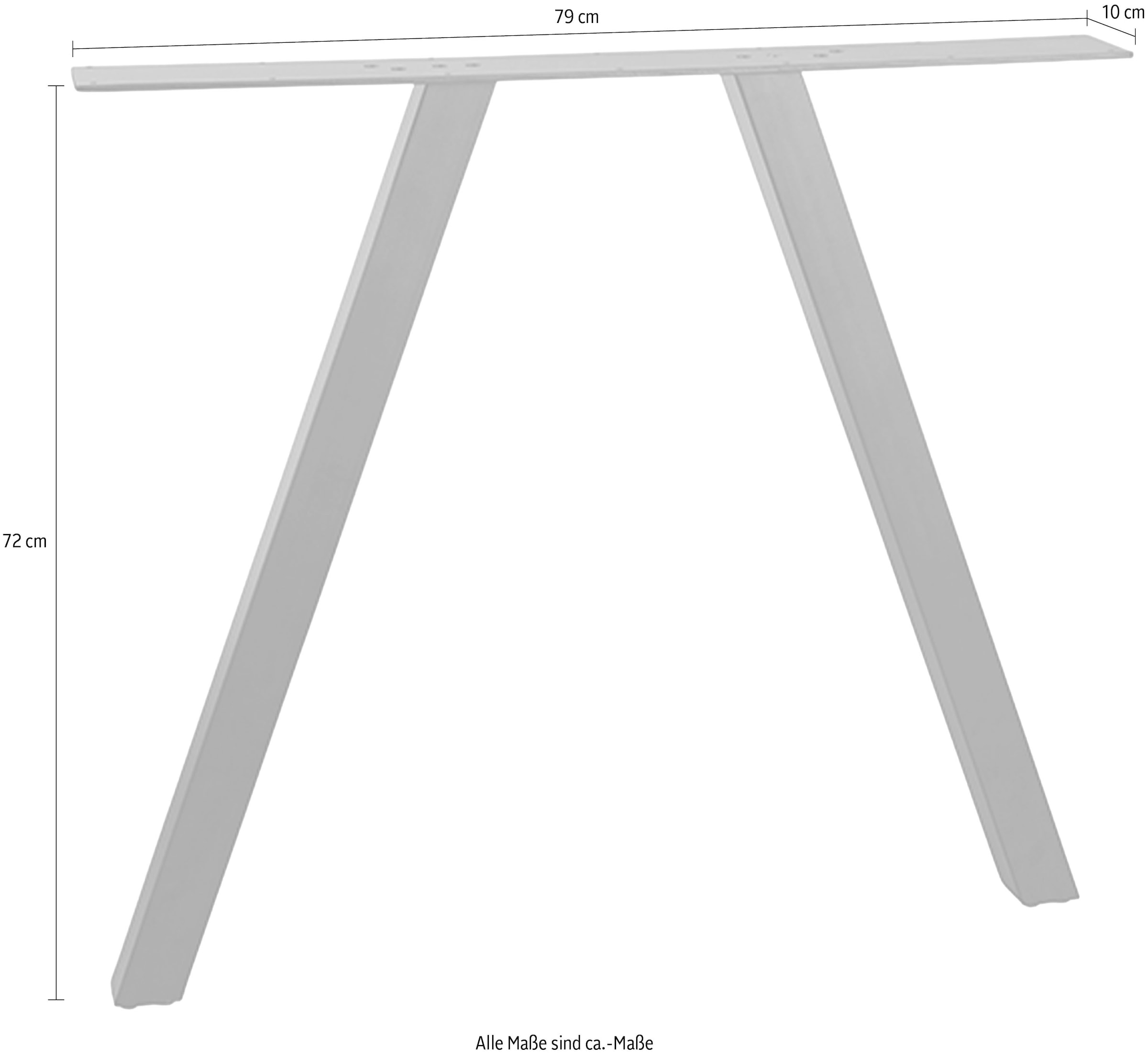 WOOOD Tischbein »Tablo 2-Ständer Metall mit Pulverbeschichtung B 79 x T 10 x H 72 cm« Quadratisches Gestell 5x5 cm, Tragkraft 50 kg, einfach zu montieren