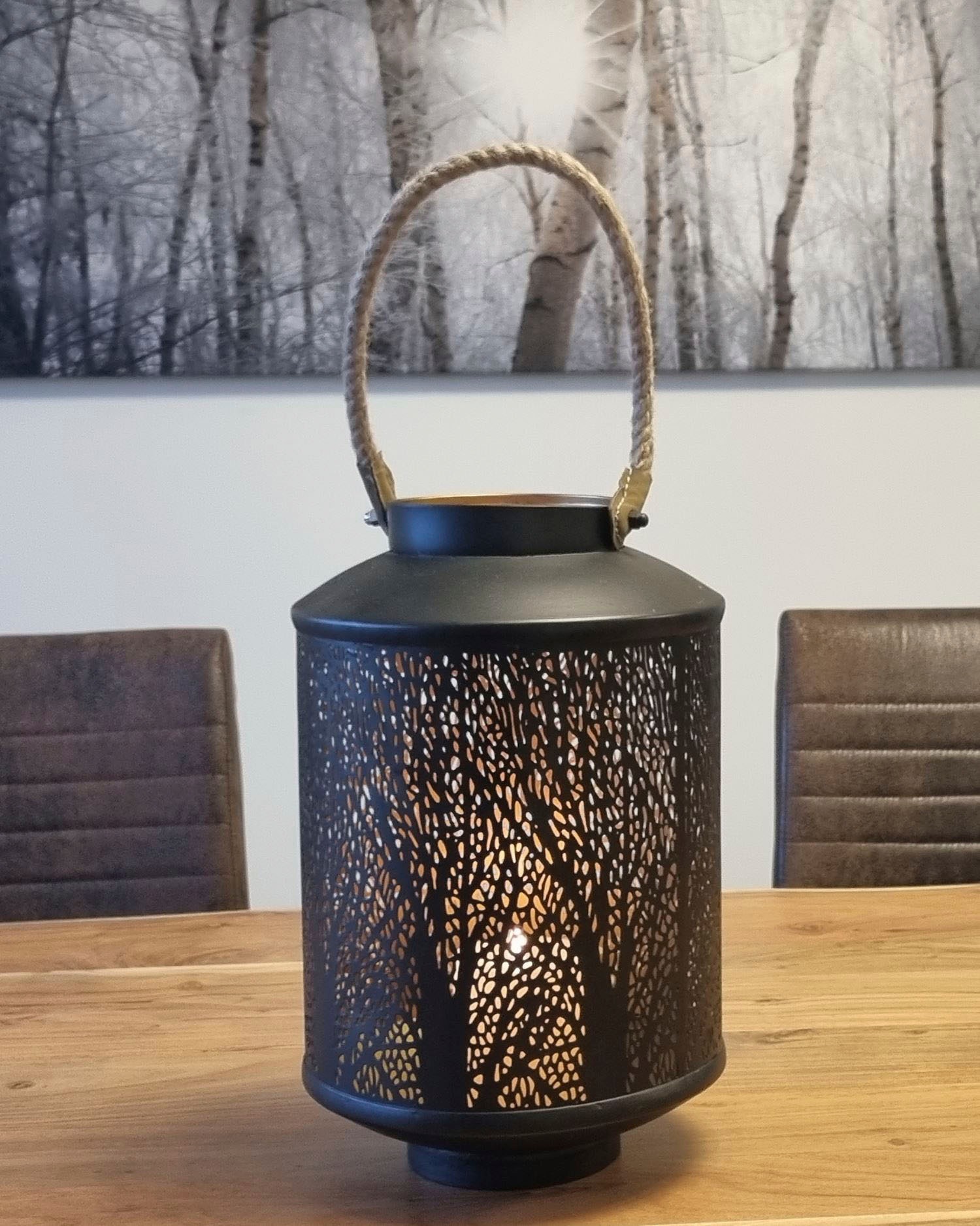 Ambiente Haus Kerzenlaterne »Laterne Walddesign, Tau Griff - (H) 50cm«
