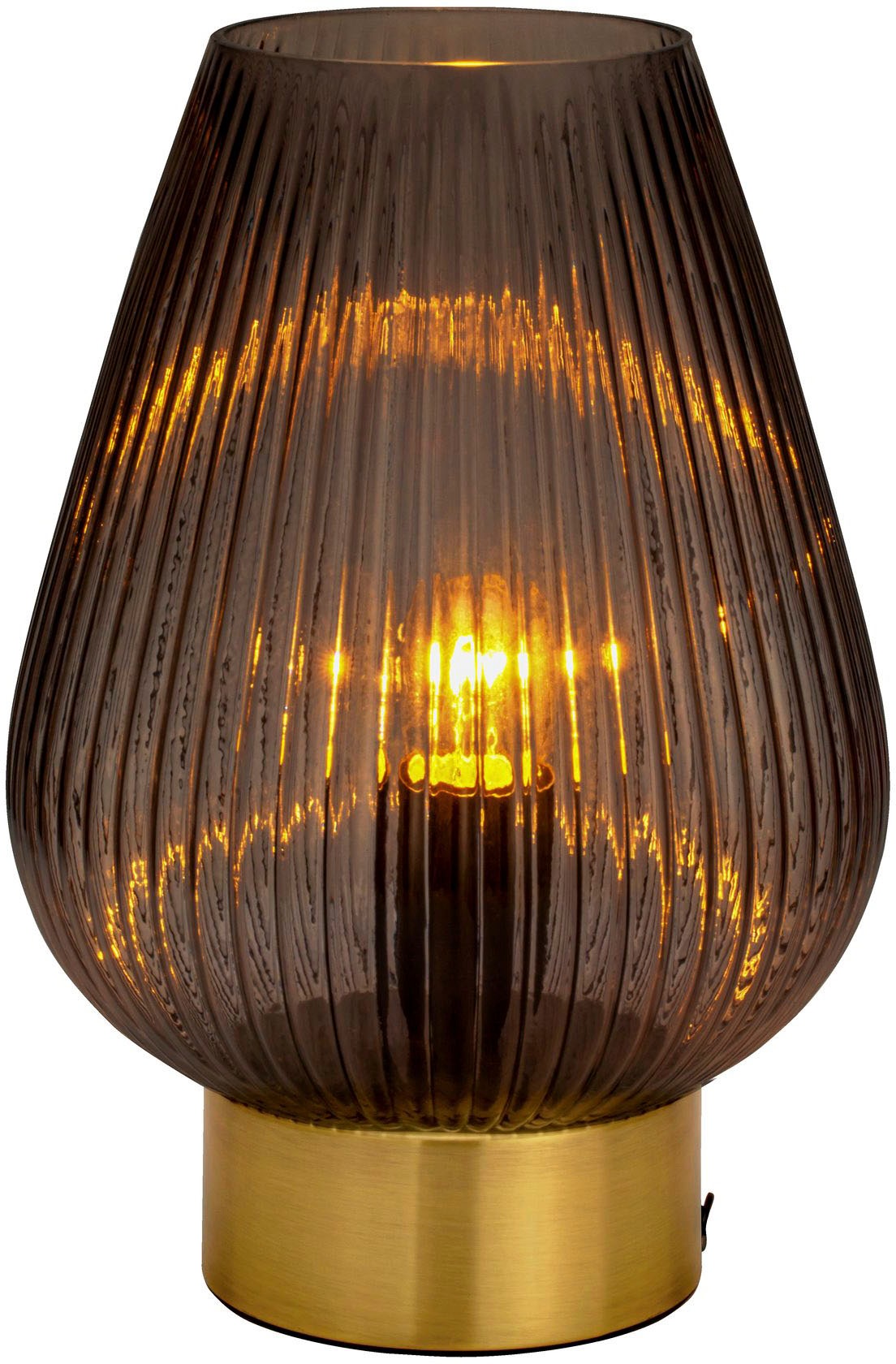 Pauleen Tischleuchte »Crystal Gloom«, 1 flammig, Leuchtmittel E14 | ohne Leuchtmittel, E14, Rauchglas, Messing, Glas, Metall